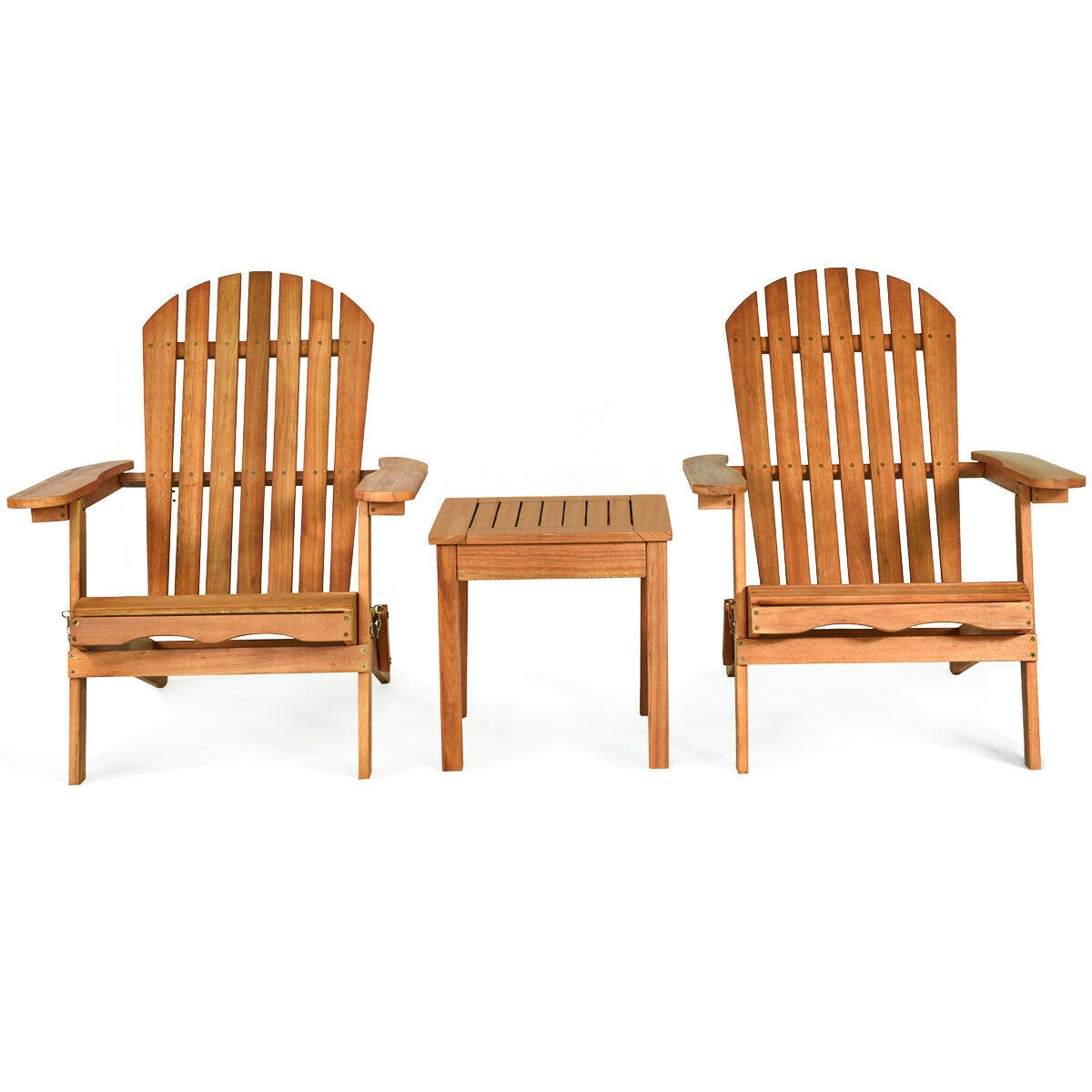 WELLFOR CNT-TW17-3 Outdoor Adirondack Chair Set 3 -Piece Patio Conversation Set