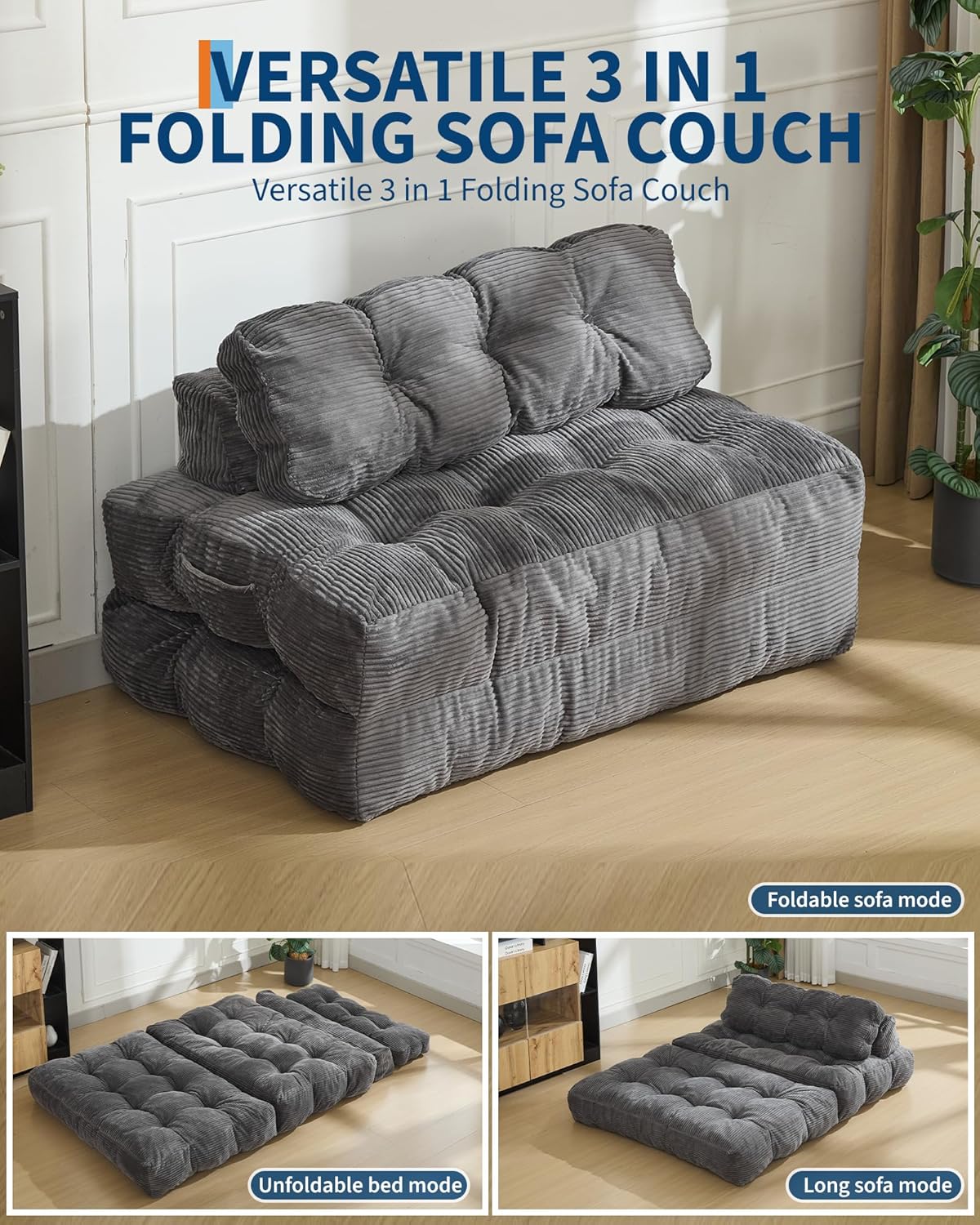 Garvee Folding Sofa Bed Convertible Sleeper Chair with Pillow
