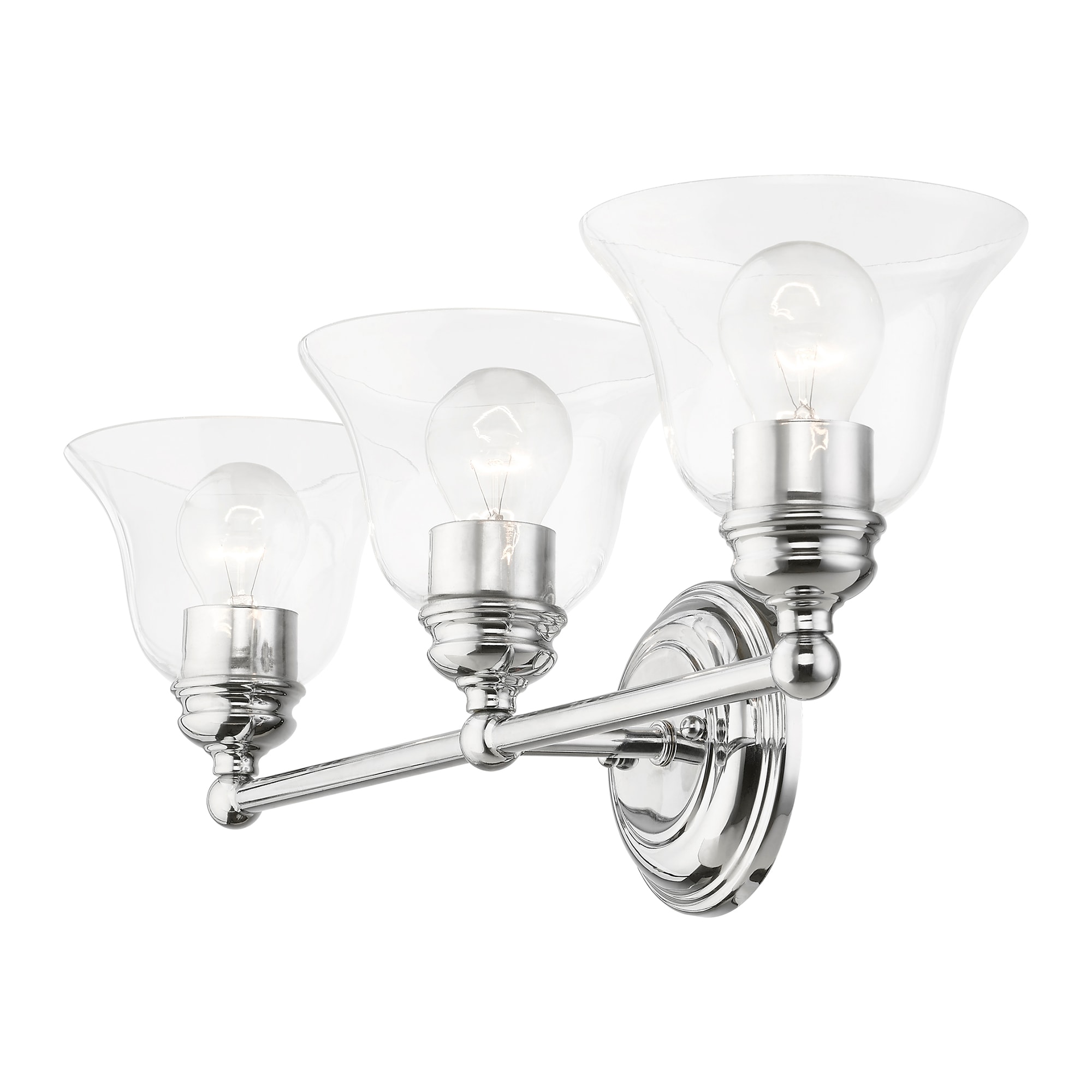 Polished Chrome 3-Light Vanity with Clear Glass Shades