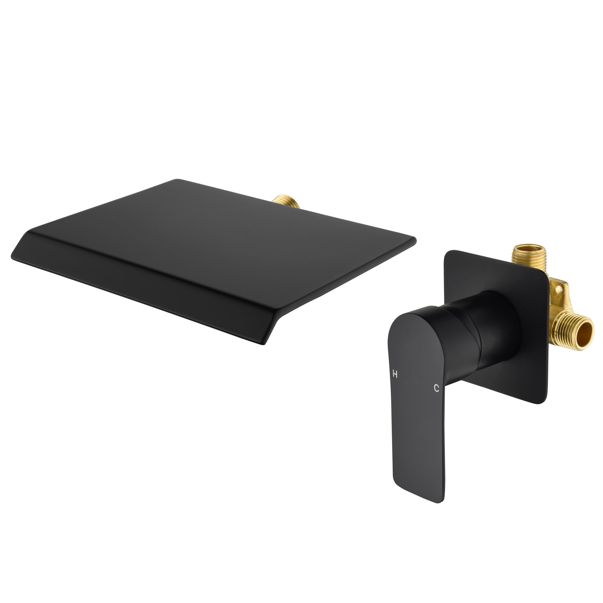 Nestfair SMD2416B Black Wall-mount 1-handle High-arc Residential Handle Bathroom Sink Faucet