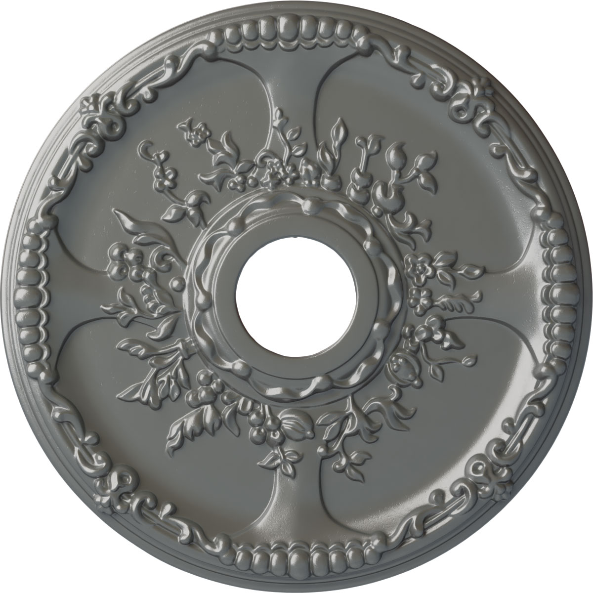 Ekena Millwork CM18SESLS Antioch 18-in W x 18-in L Painted Silver Polyurethane Whole Ceiling Medallion