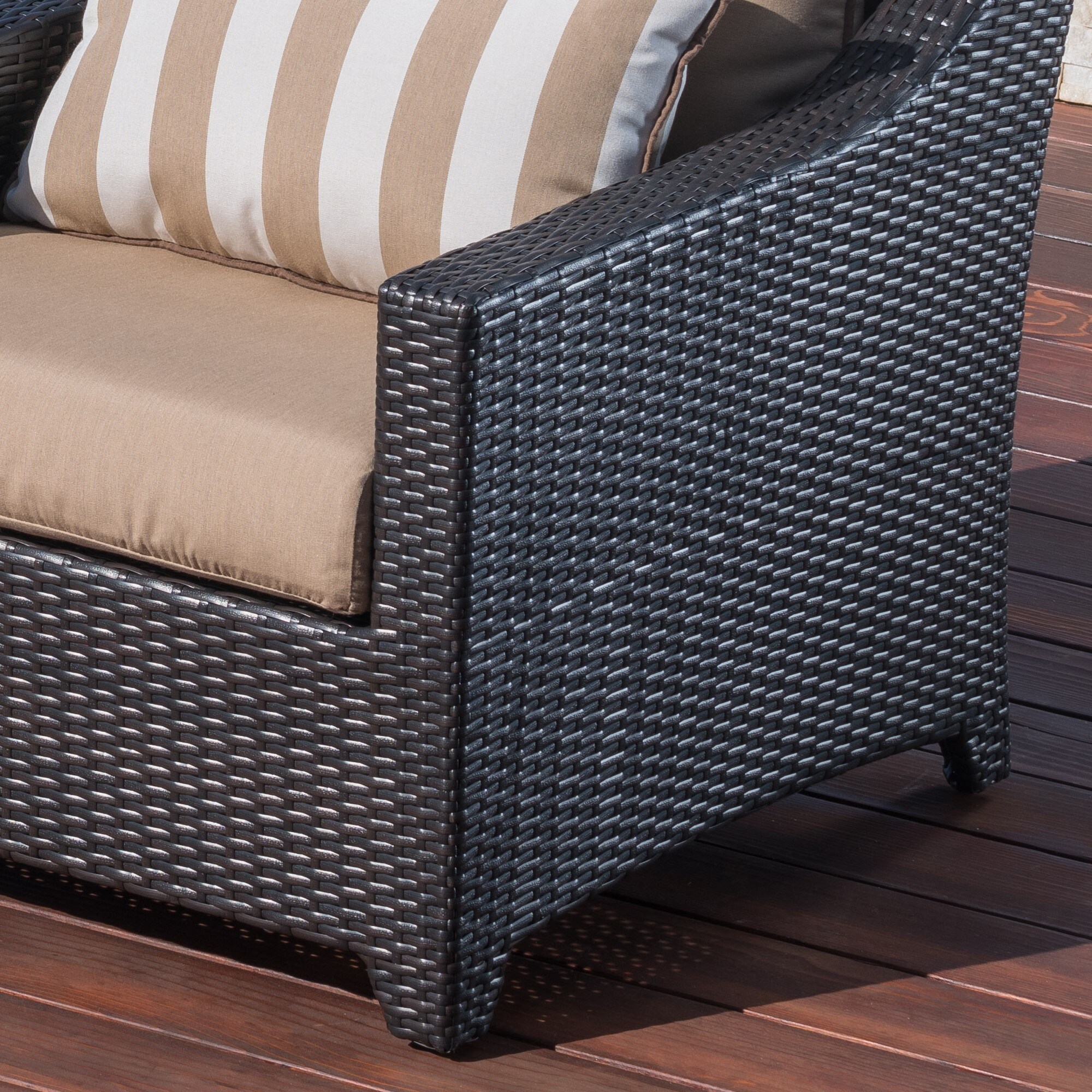 Maxim Beige Aluminum and Wicker Club Chair with Cushions