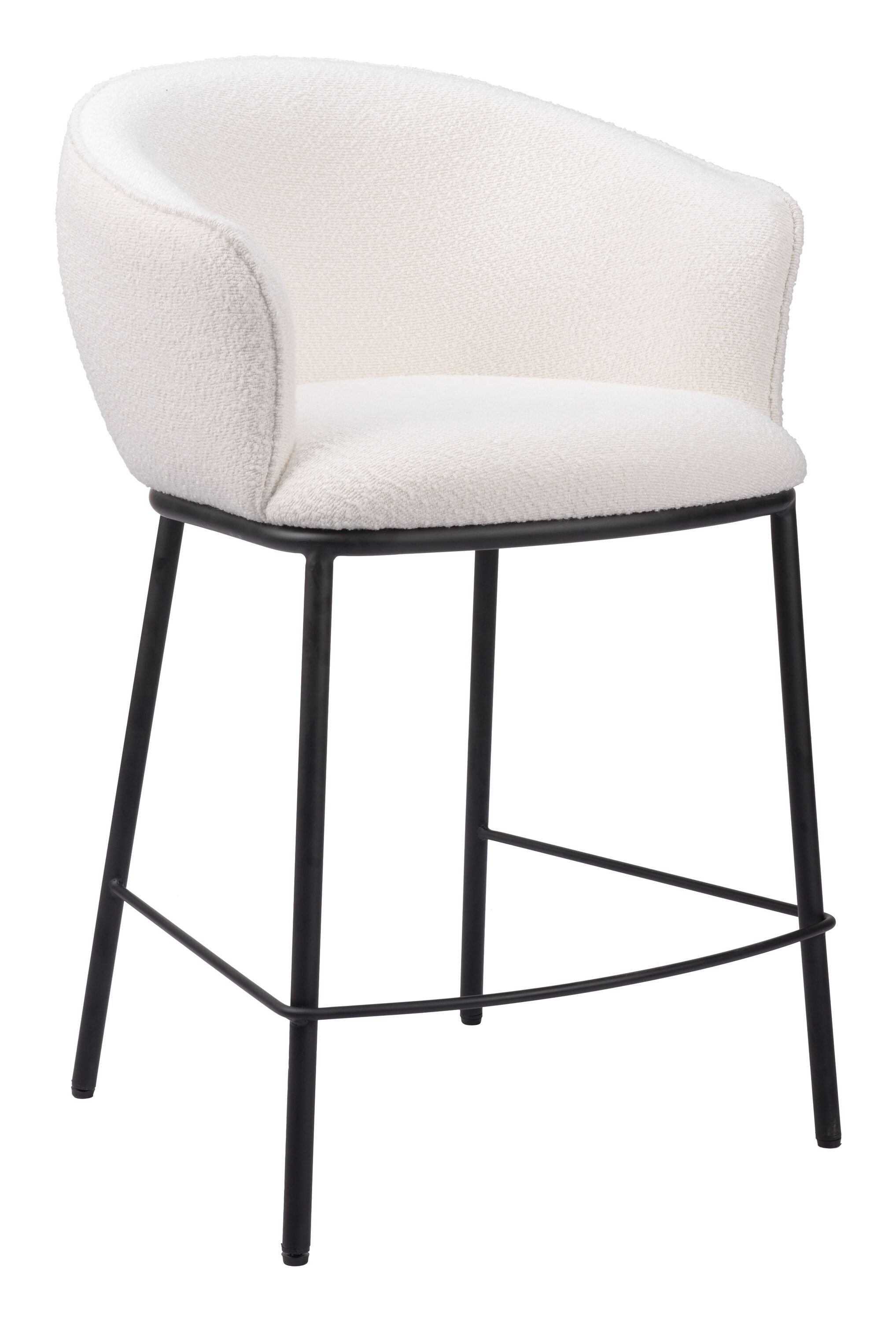 ZUO 109807 Ivory 25.8-in H Counter height (24-in to 27-in) Bucket Seat Upholstered Wood Back Bar Stool with Arms and Back
