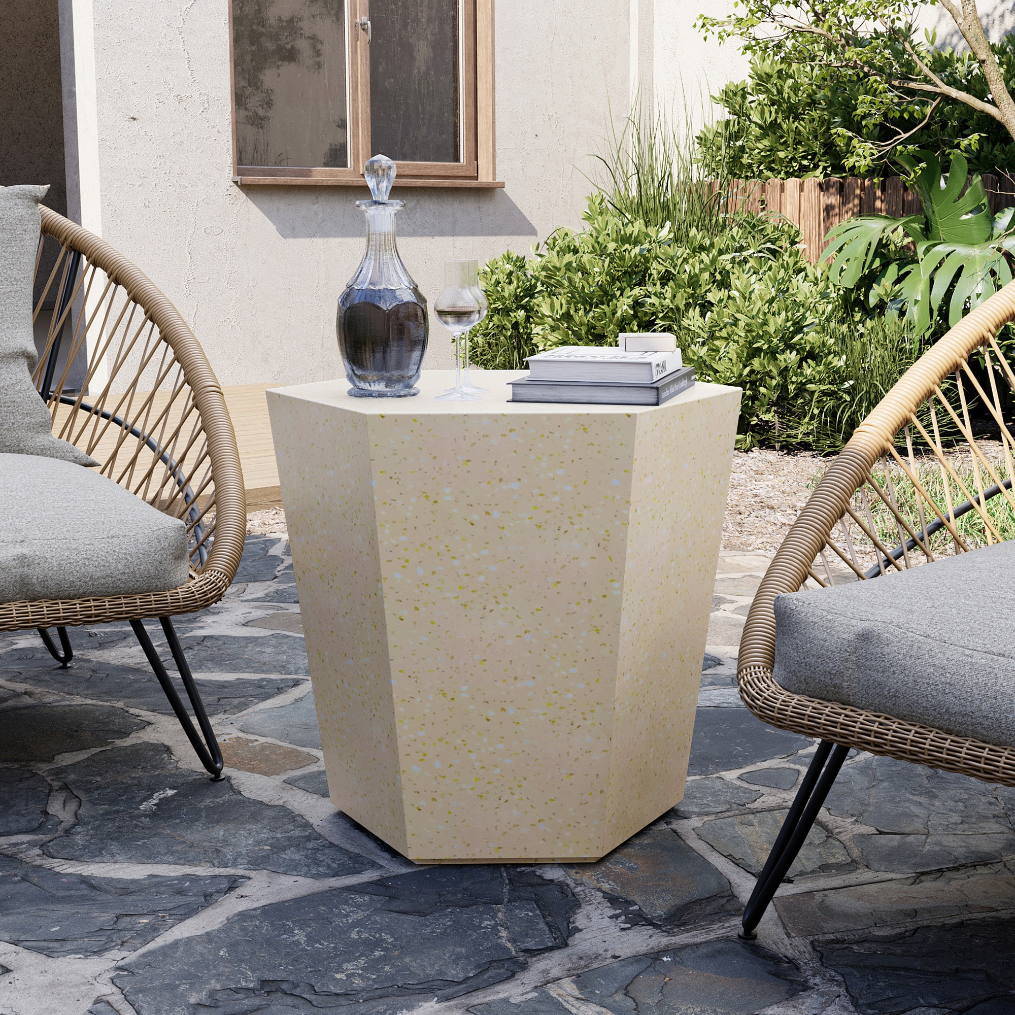 Patio Watcher TA-GS24H-BY Patio Tables Hexagon Coffee 20.8-in W x 24-in L