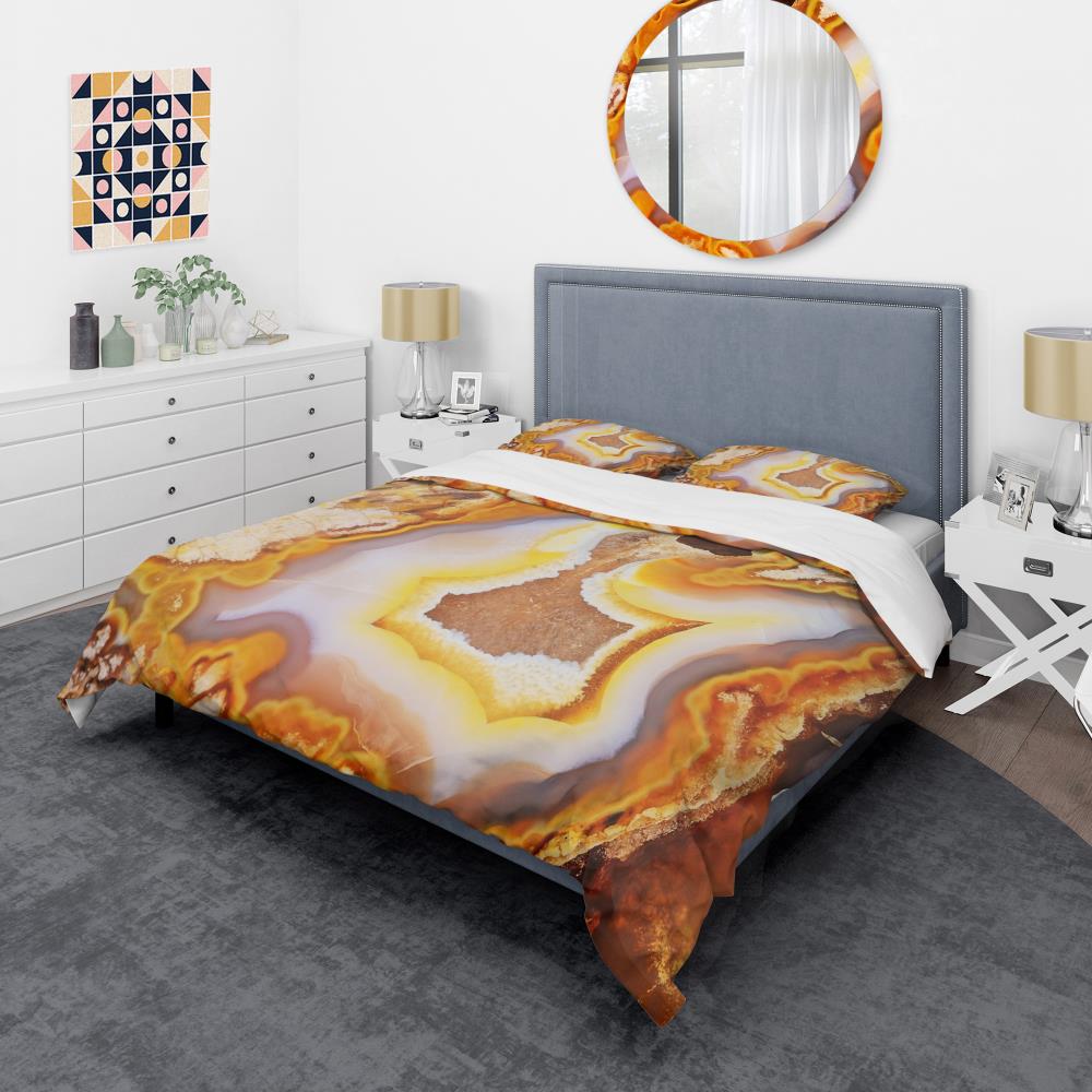 Designart BED16727-K 3 -Piece Gold King Duvet cover Set