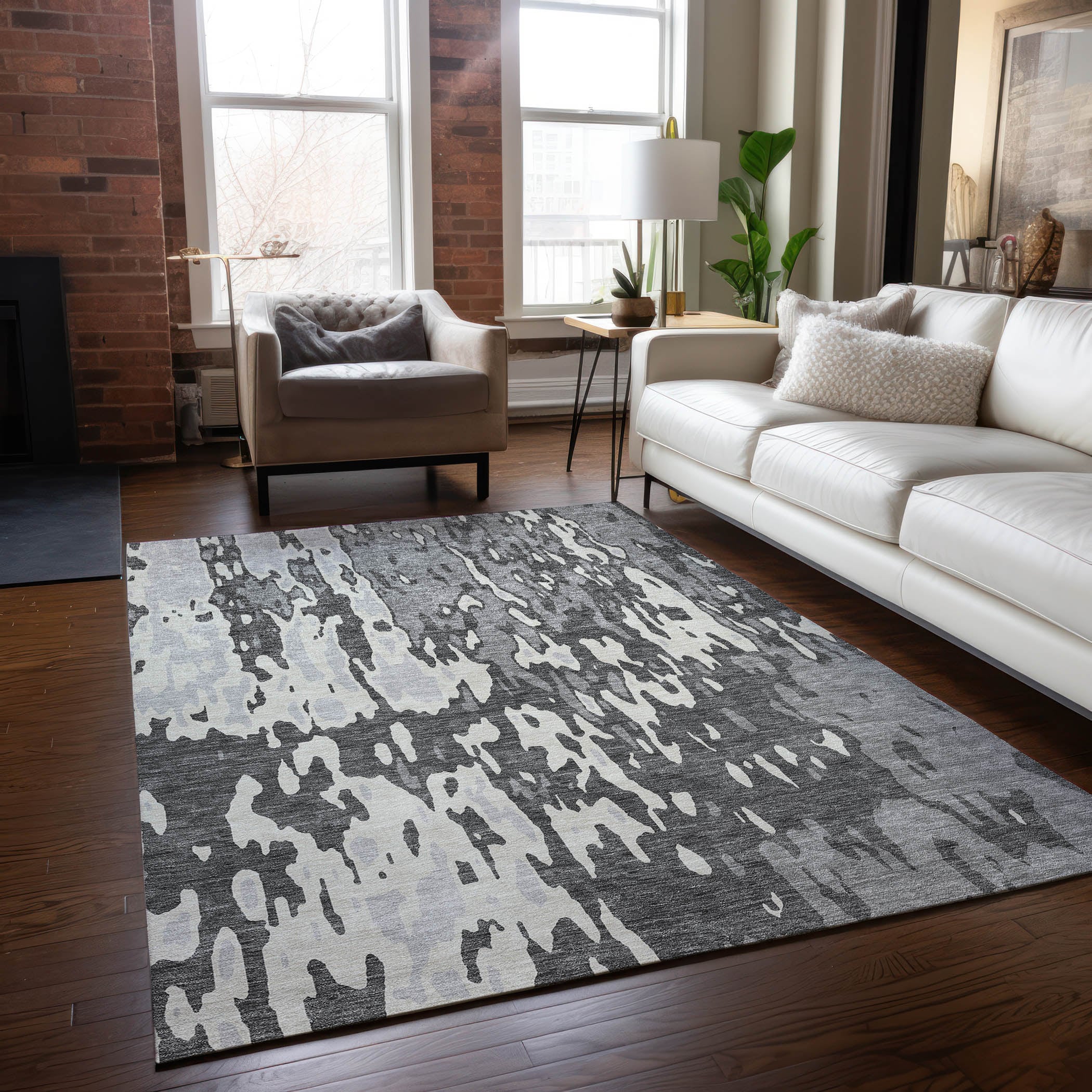 Addison Rugs ACN957GY9X12 Chantille ACN957GY 9 x 12 (ft) Loomed Polyester Gray Rectangular Indoor/Outdoor Machine washable Area rug