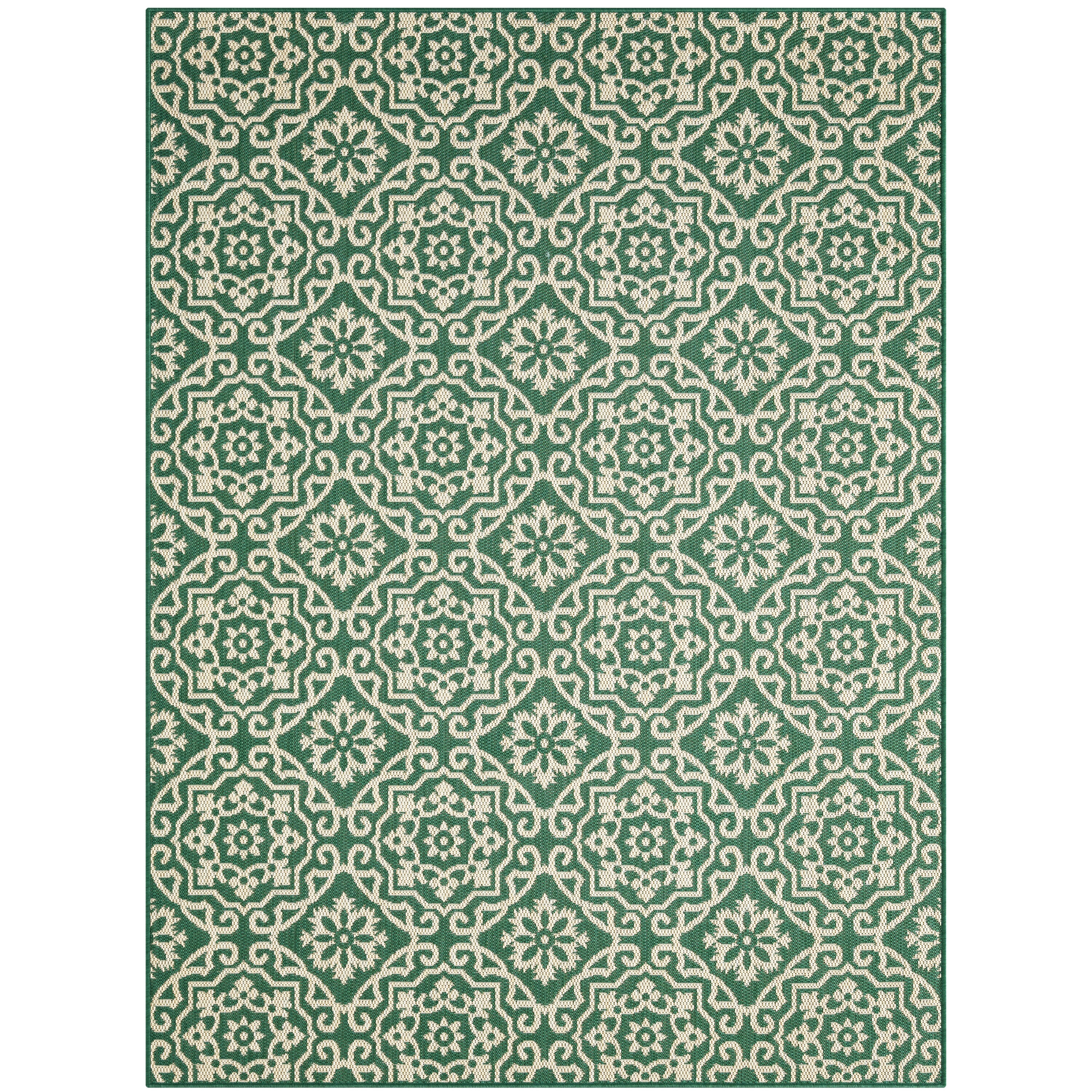 Nicole Miller 2A-6681-439 6 x 9 (ft) Loomed Polypropylene Green Rectangular Indoor/Outdoor Geometric Area rug