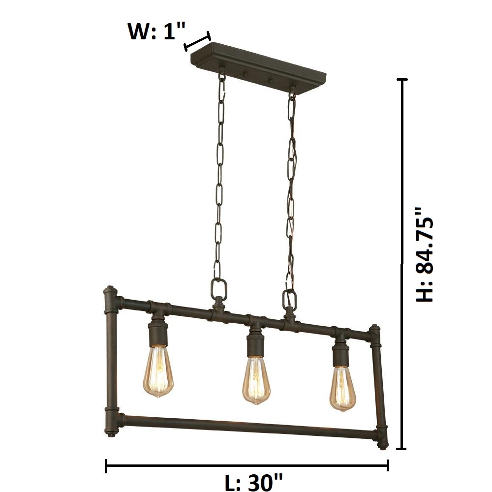 EGLO Rivertown 3-Light Rustic Bronze Industrial Linear Large Hanging ...