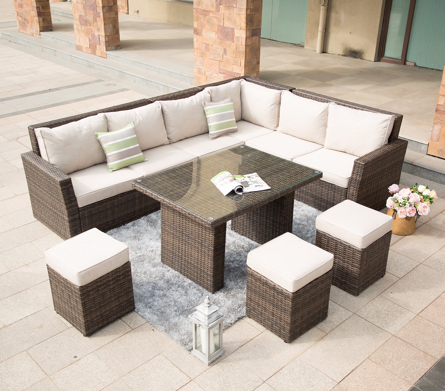 Direct Wicker DWS-1403-BROWN Patio-Conversation-Sets - View #3