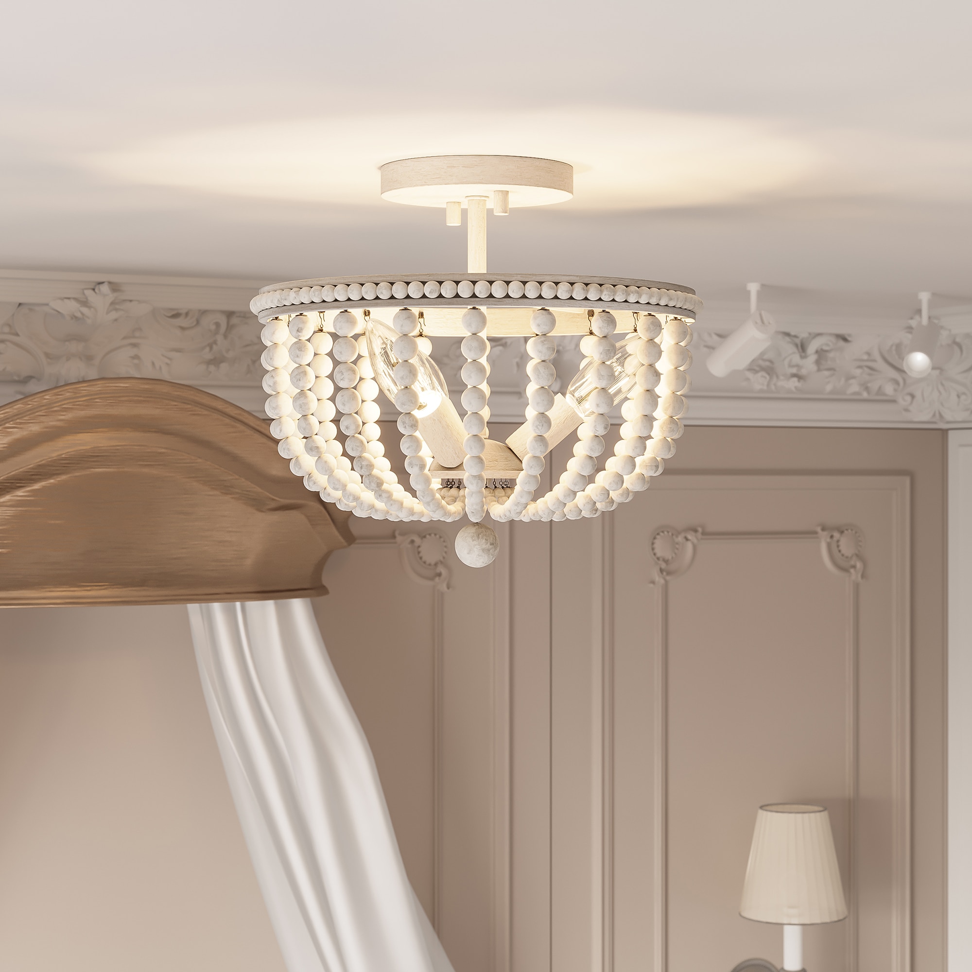 ACROMA 5603WO Streator 3 -Light 12-in Matte Off-white Indoor/Outdoor Semi Flush Mount Light
