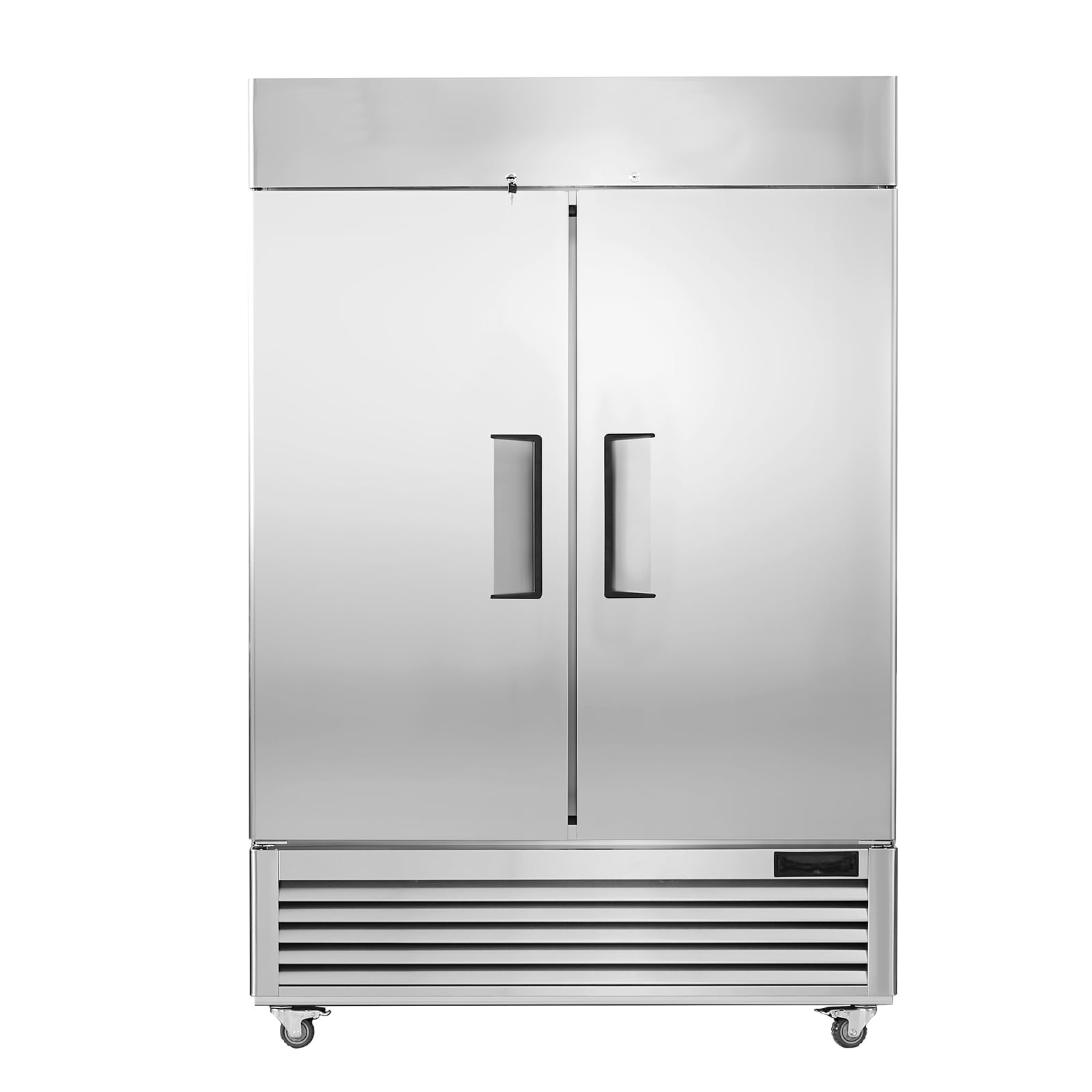 VEVOR SCLSSYLJMCLZ03842V1 Commercial Refrigerator 44.21 Cu.ft Reach In 54.4-IN W Upright Refrigerator 2 Doors Auto-Defrost Stainless Steel Reach-in Refrigerator with 8 Shelves 33 to 41℉ Temp Control LED Light 4 Wheels