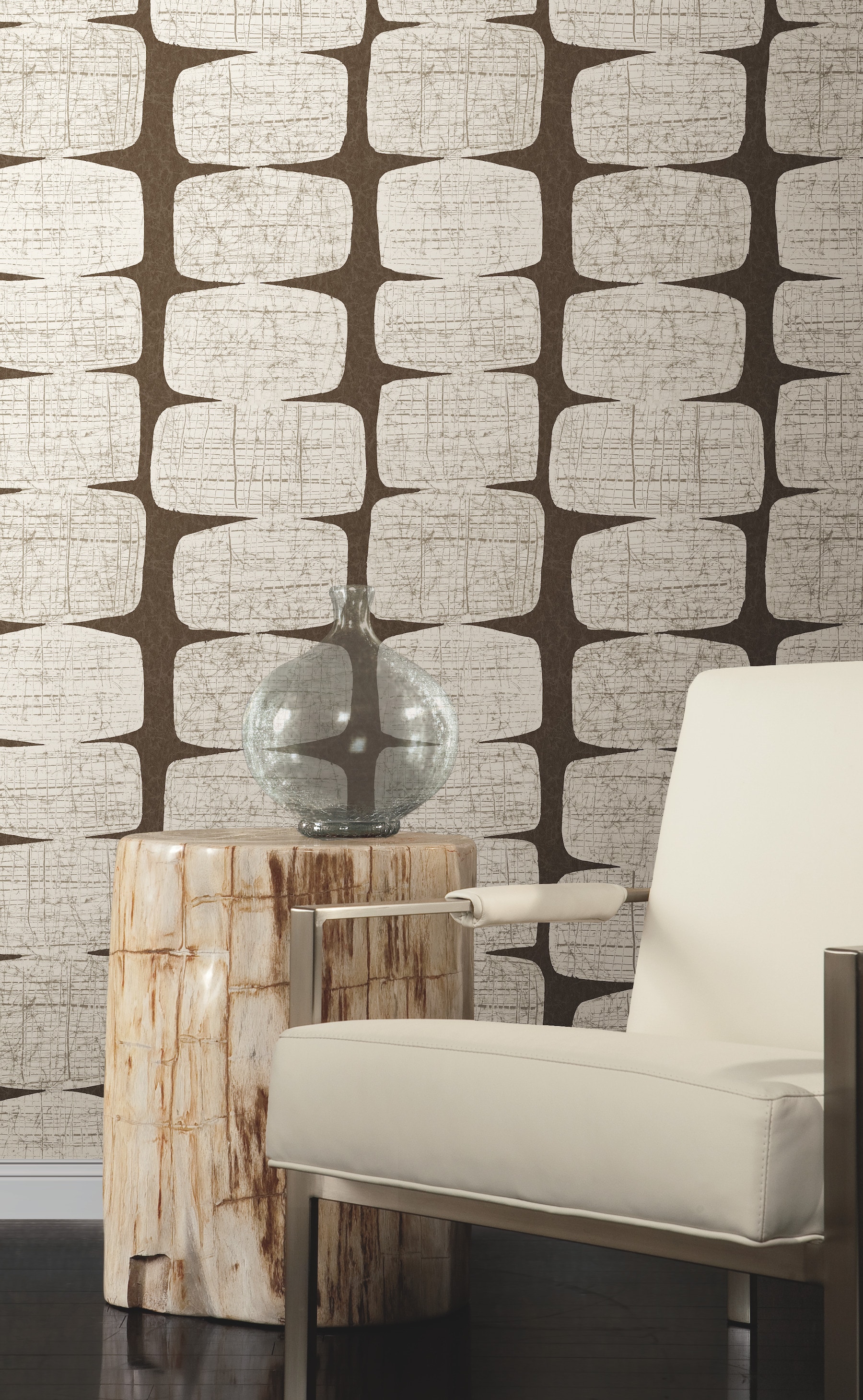 RoomMates RMK12349PL 30.75-Sq. Feet Brown Vinyl Geometric Self-adhesive Peel and Stick Wallpaper