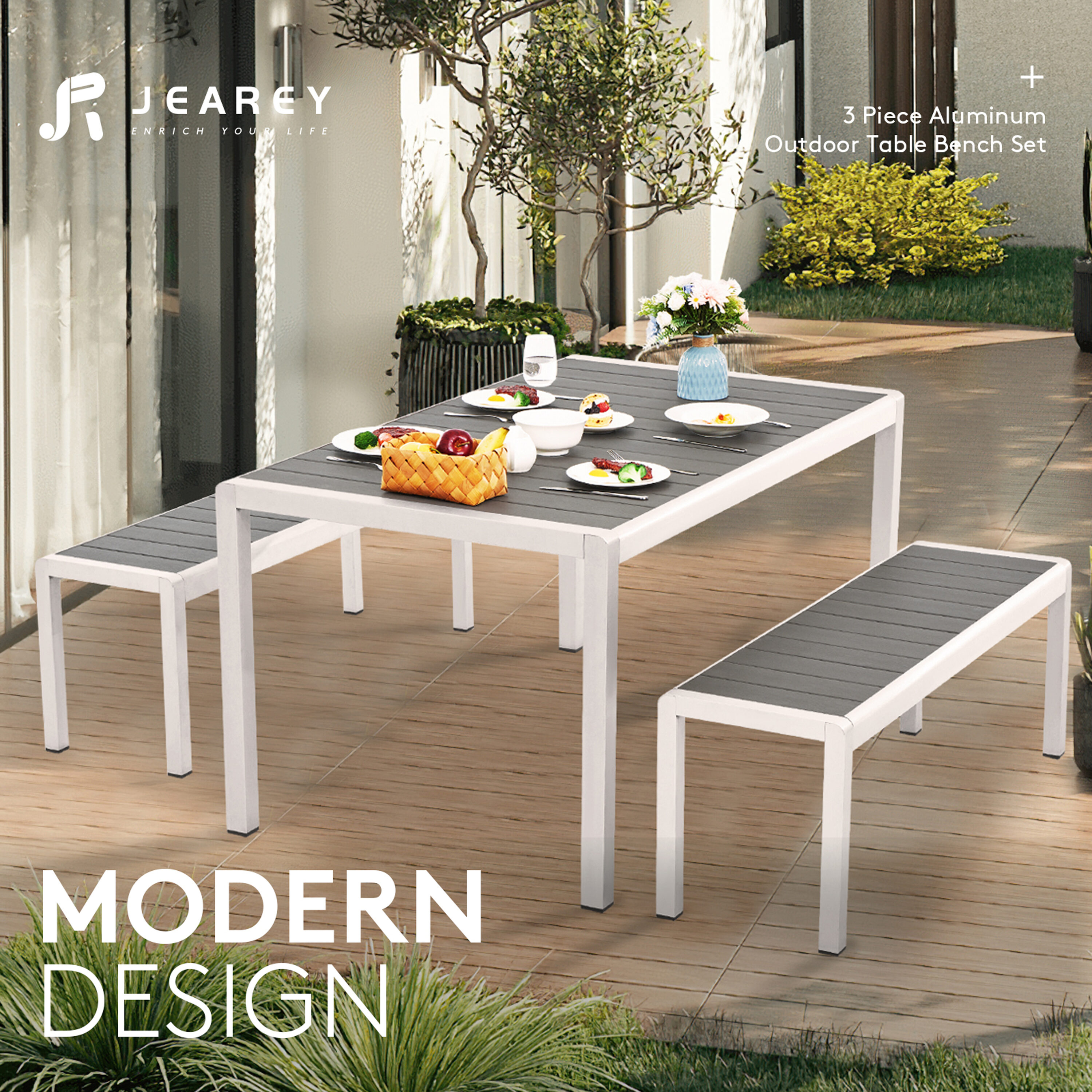 JEAREY YMLZCZ3JT-GRAY Patio-Dining-Sets - View #5
