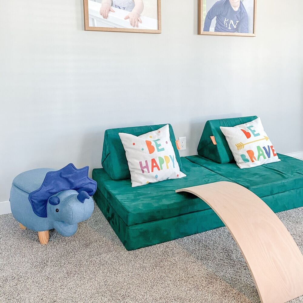 Critter Sitters Denim Blue Animal-Shaped Kids Accent Chair with