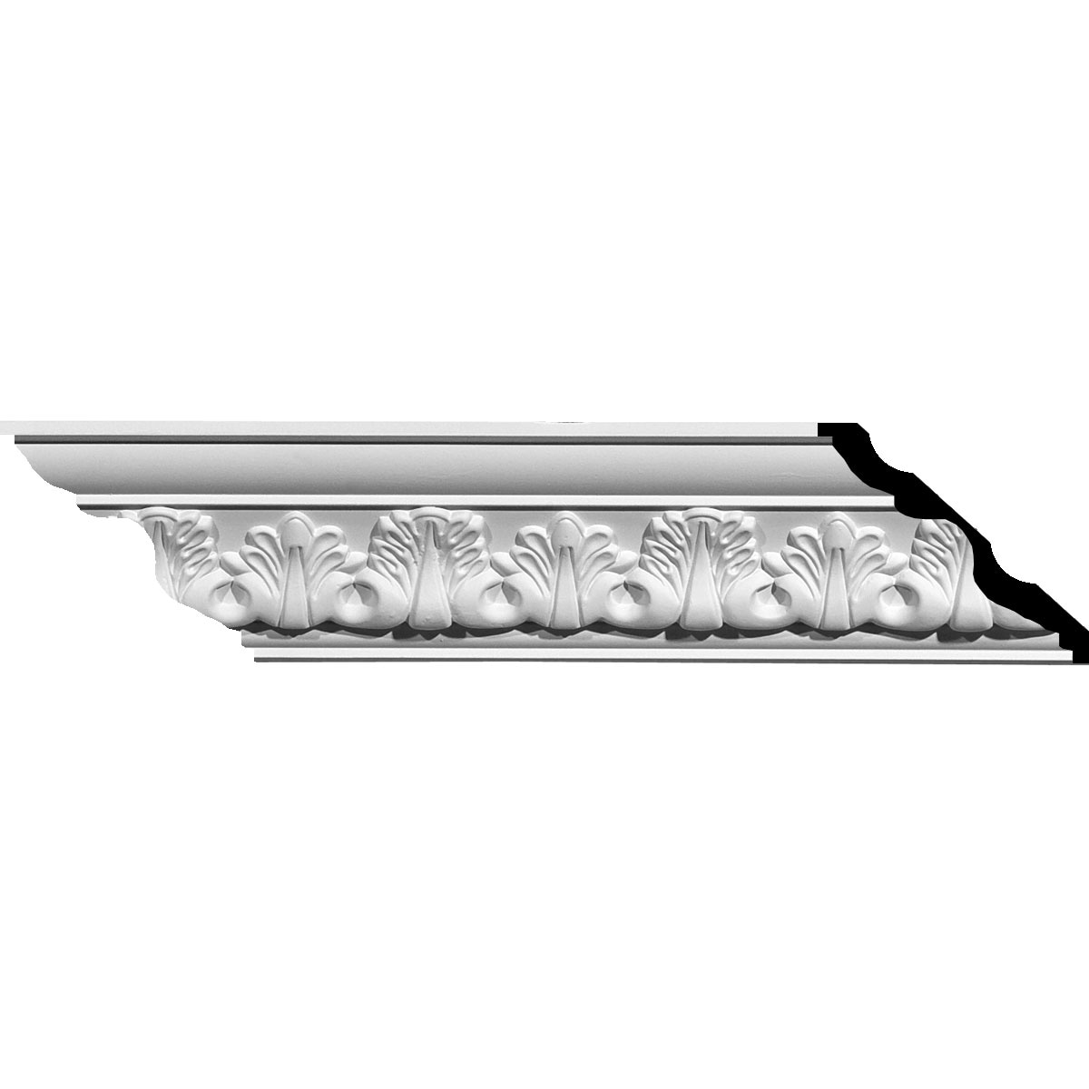 Ekena Millwork 686626 Legacy Acanthus Leaf 3-1/8-in x 7-ft 10-1/2-in Primed Urethane 686626 Crown Moulding 12 -Pack