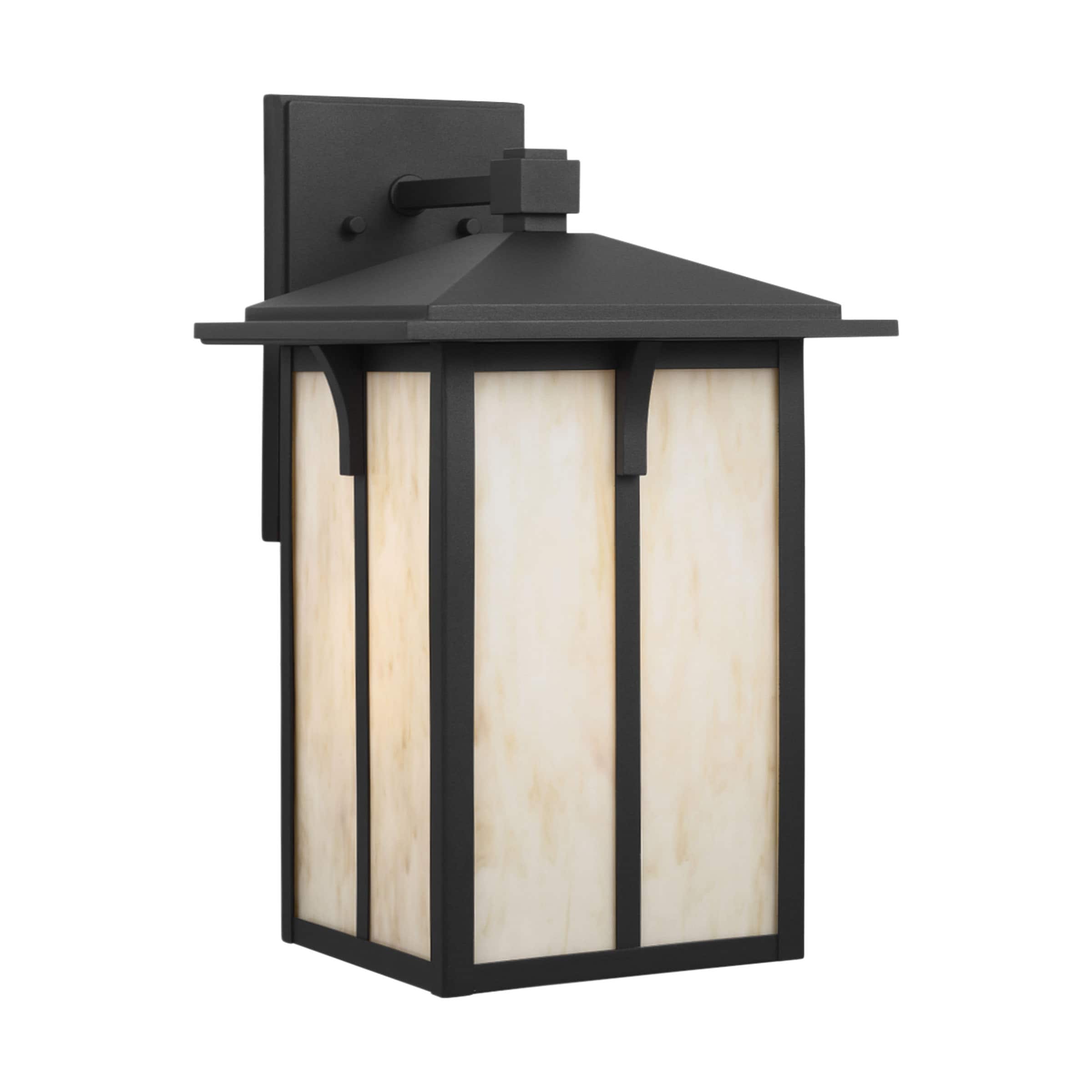 Generation Lighting 8752701CG-12 Tomek 1 -Light 18-in H Polished Black Hardwired Outdoor Wall Light
