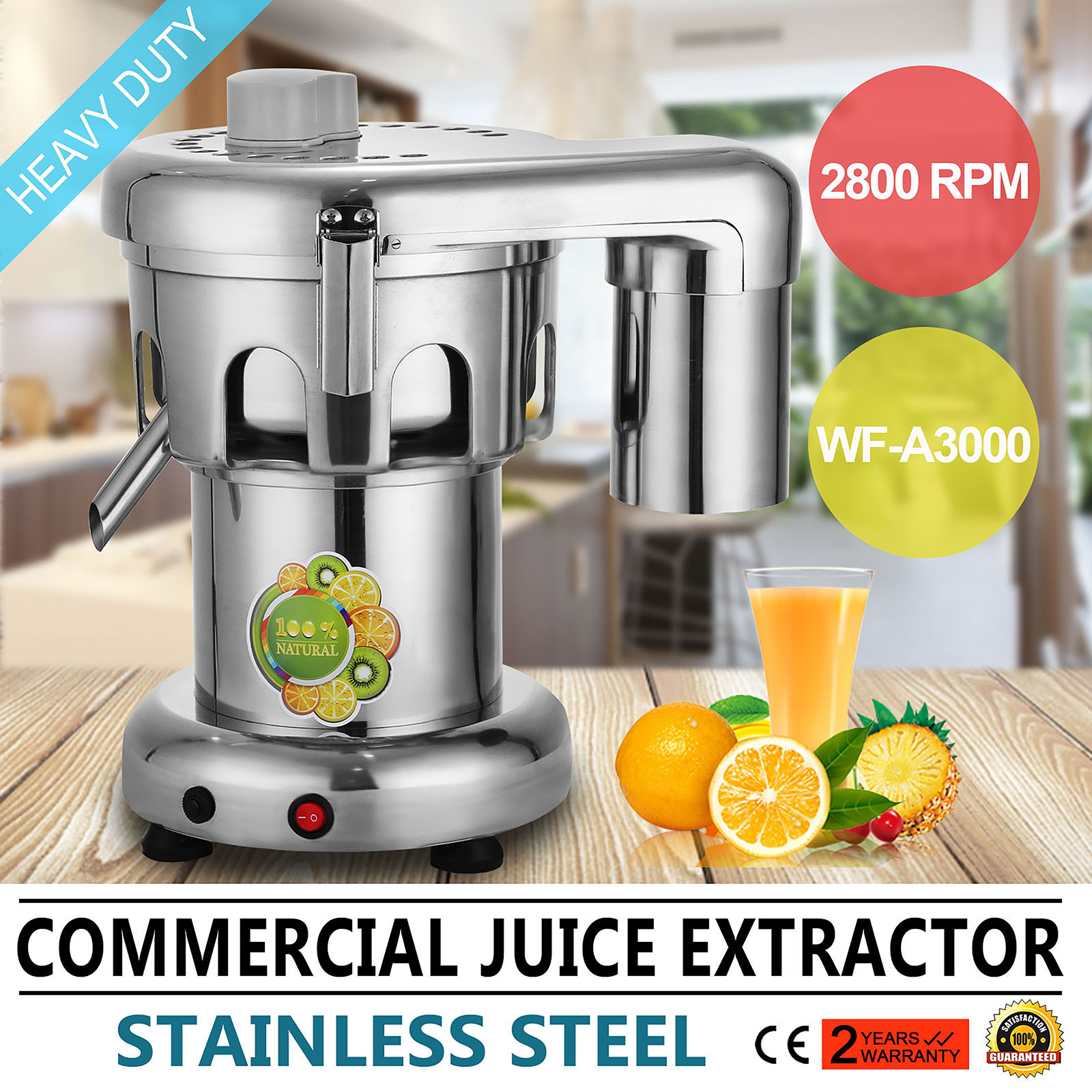 WF-A3000 Juicer Machine, Fruit and Vegetables Juice Maker, Commercial Juice  Extractor Stainless Steel Heavy Duty 110V 370W