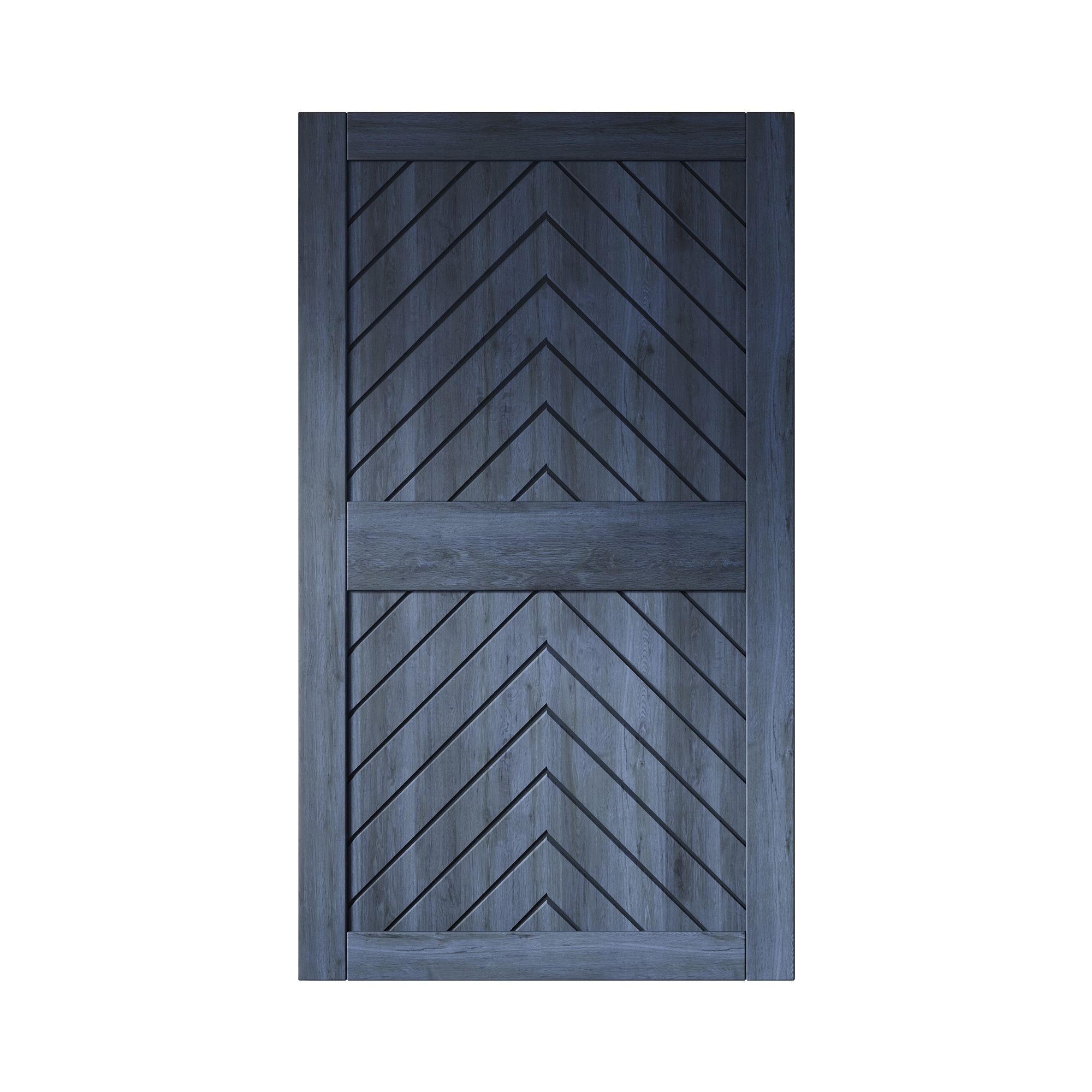 HOMACER JT1-4884-NA 48-in x 84-in Navy Herringbone Pine Wood Solid core Single Barn Door (Hardware Not Included)