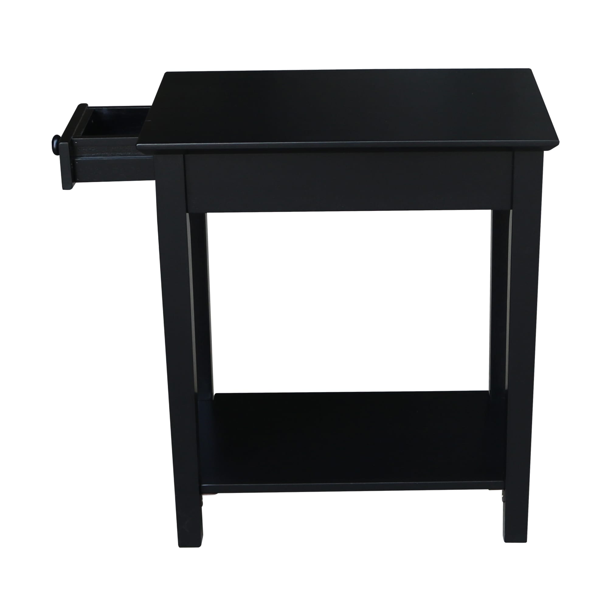 Elegant Black Solid Wood Narrow End Table with Storage