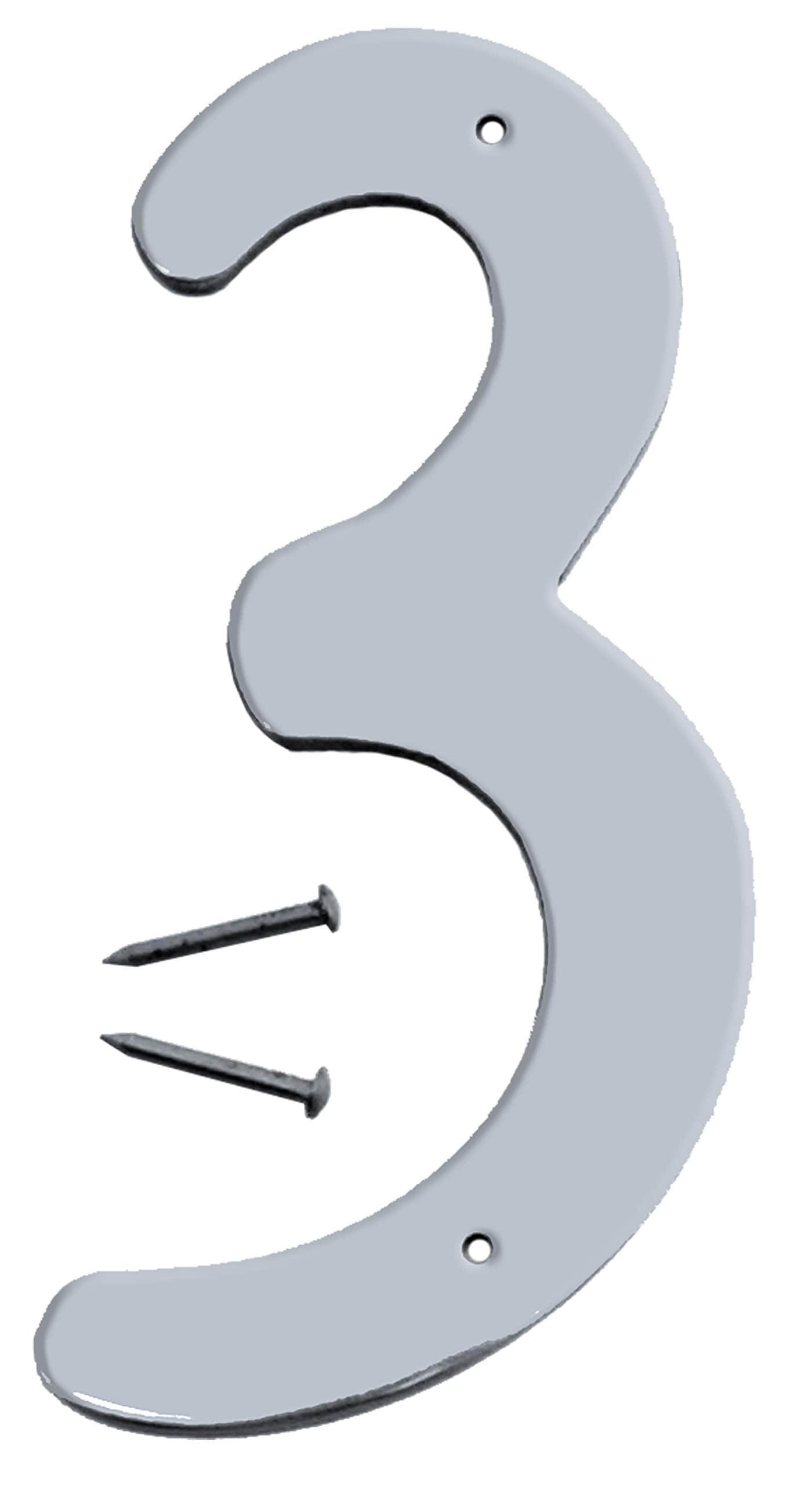 HY-C HY-KO Products Prestige House Number 3 (Three) 4 Inch High Satin Nickel