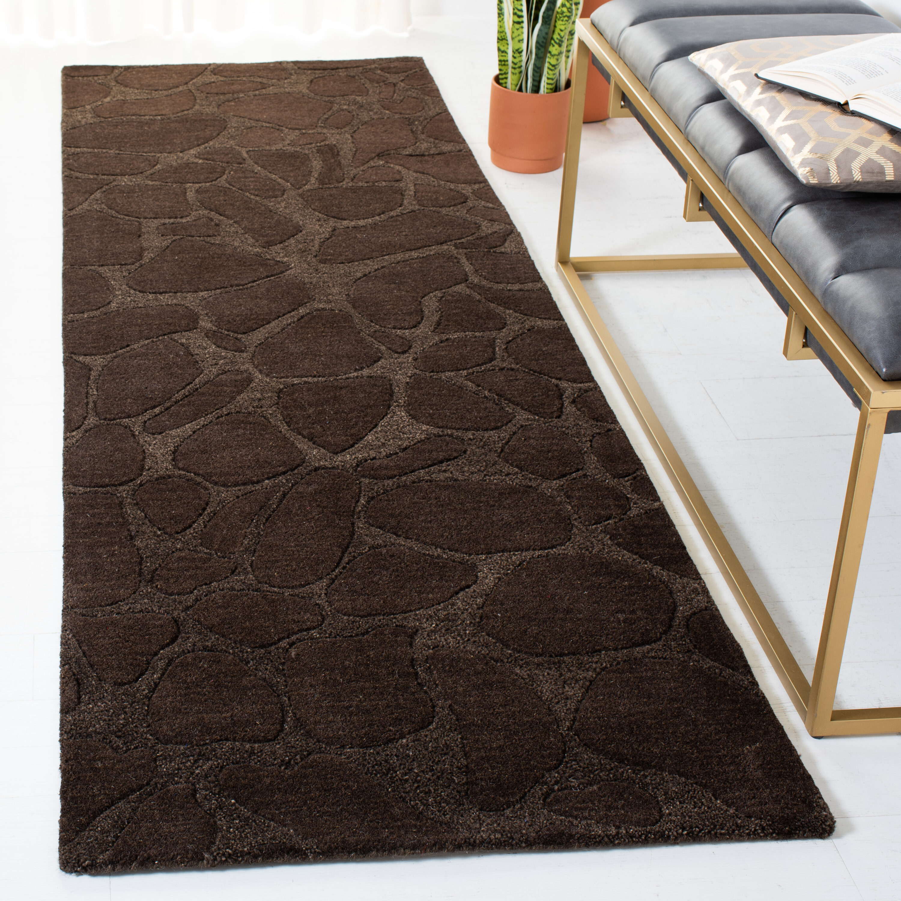  Soh815 Brown Contemporary 2ft-6in x 8ft Runner Rug