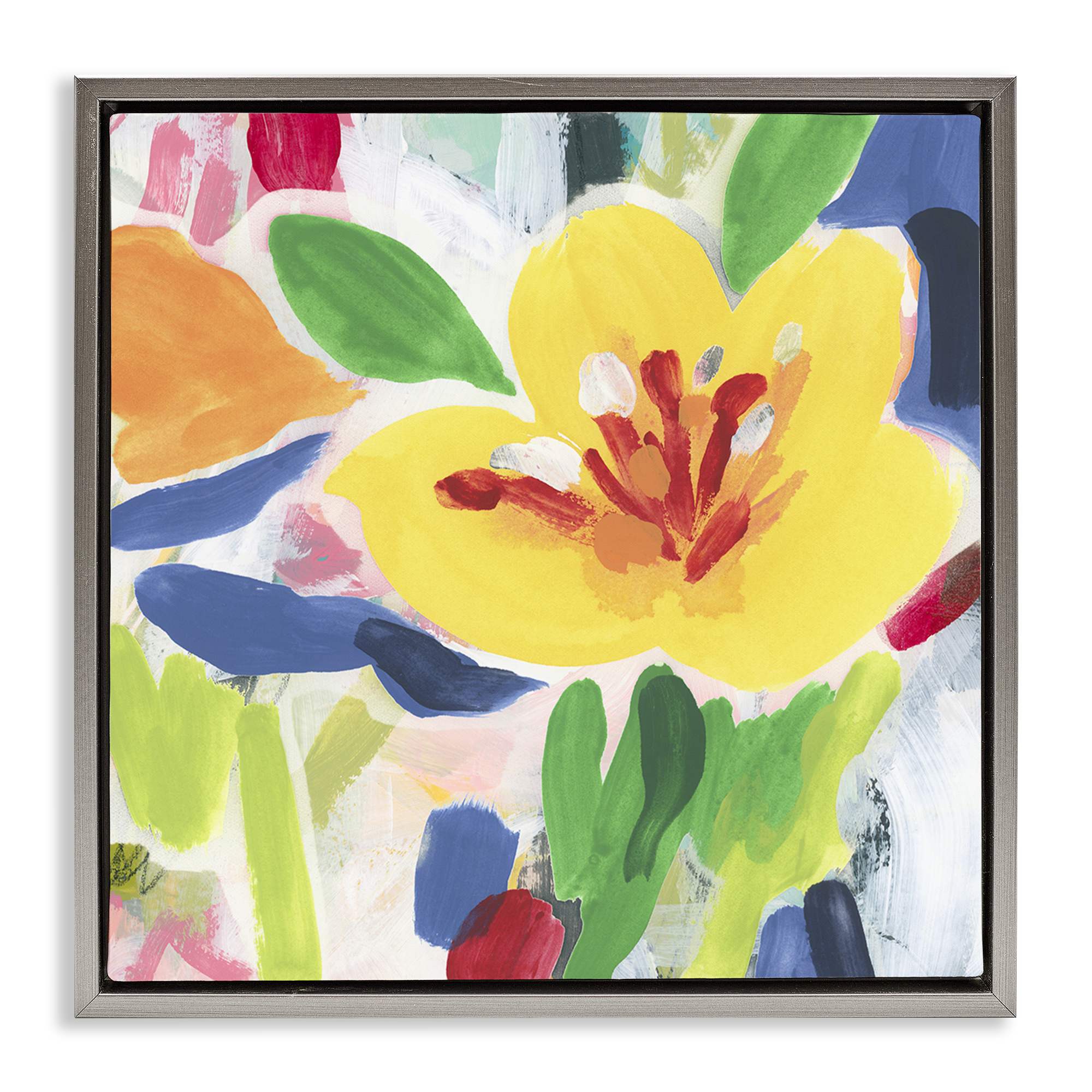 Stupell Industries BS-404-FFL-24X24 Bright Yellow Buttercup Blooms Floating Frame design by June Erica Vess
