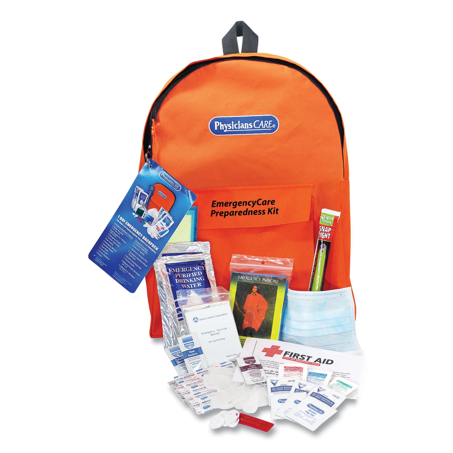 First Aid Only Emergency Care Backback 43 Pieces Nylon Fabric Case