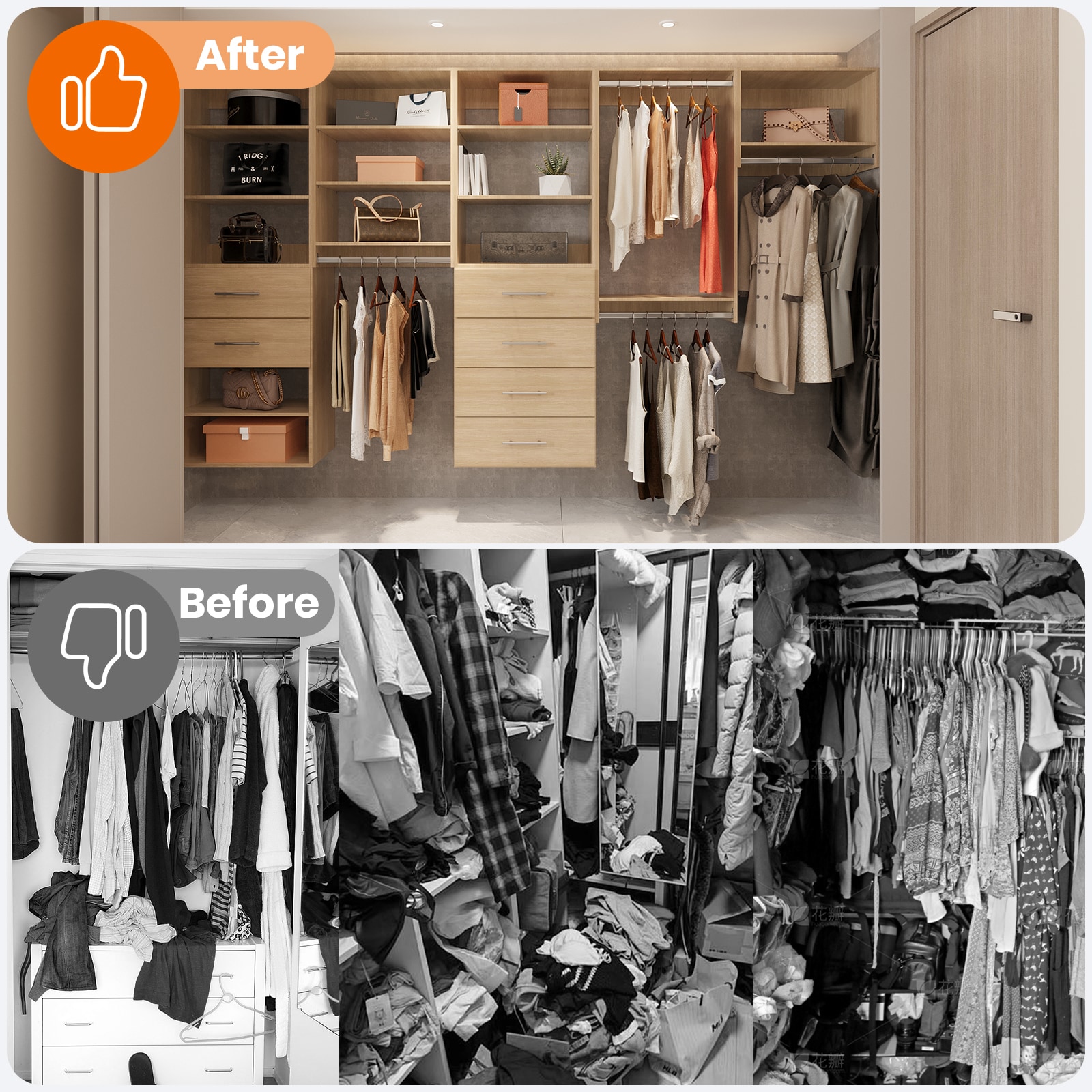 LOVMOR LO-FBB9005618-SY-ZJL Wood-Closet-Shelves - View #6