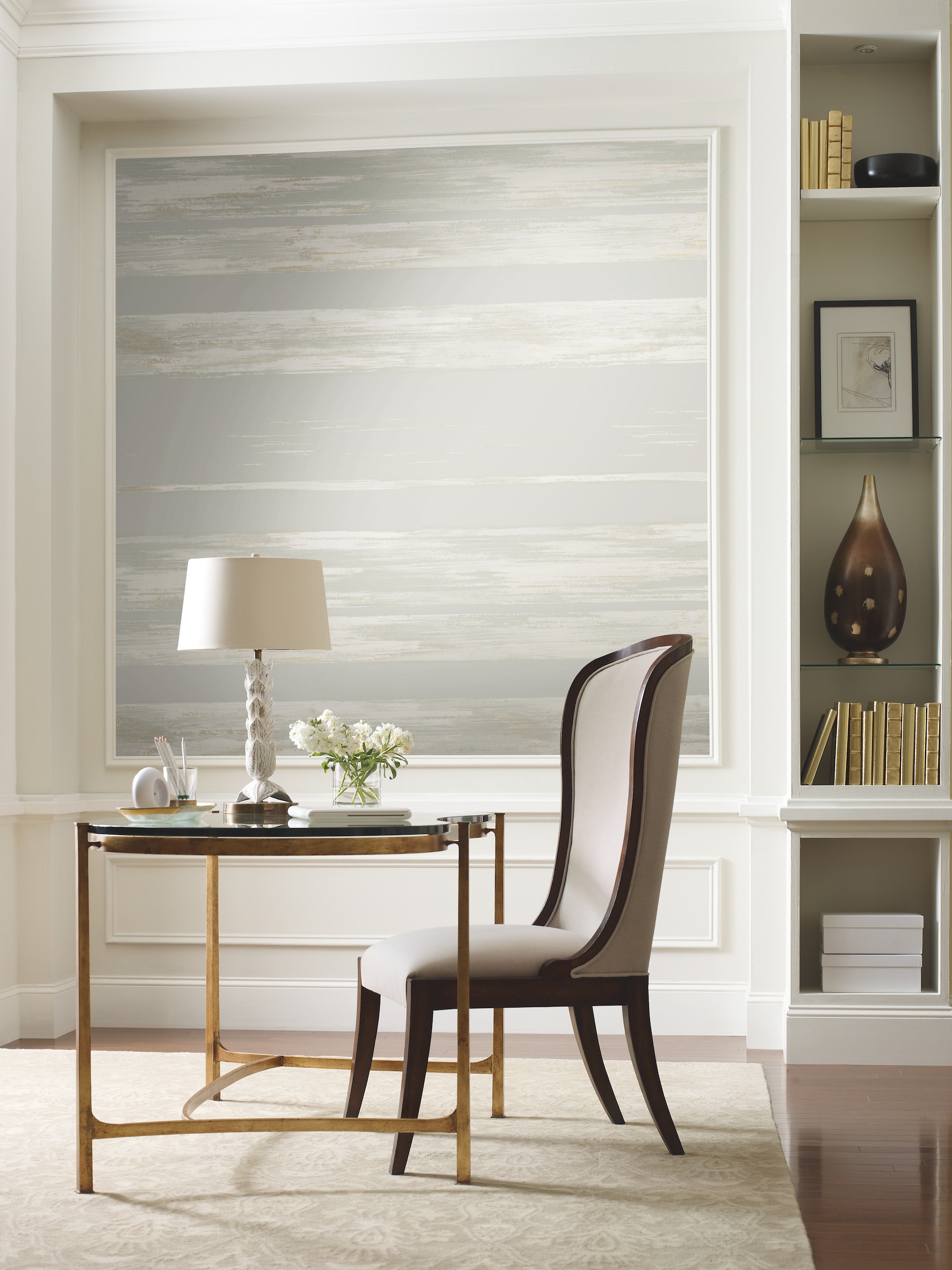 York Wallcoverings KT2152 Ronald Redding 24 Karat 60.8-Sq. Feet Gray Non-woven Stripes Unpasted Wallpaper