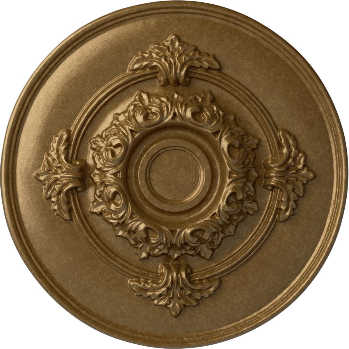 Ekena Millwork CM13MOPAS Monique 13.75-in W x 13.75-in L Painted Pale Gold Polyurethane Whole Ceiling Medallion