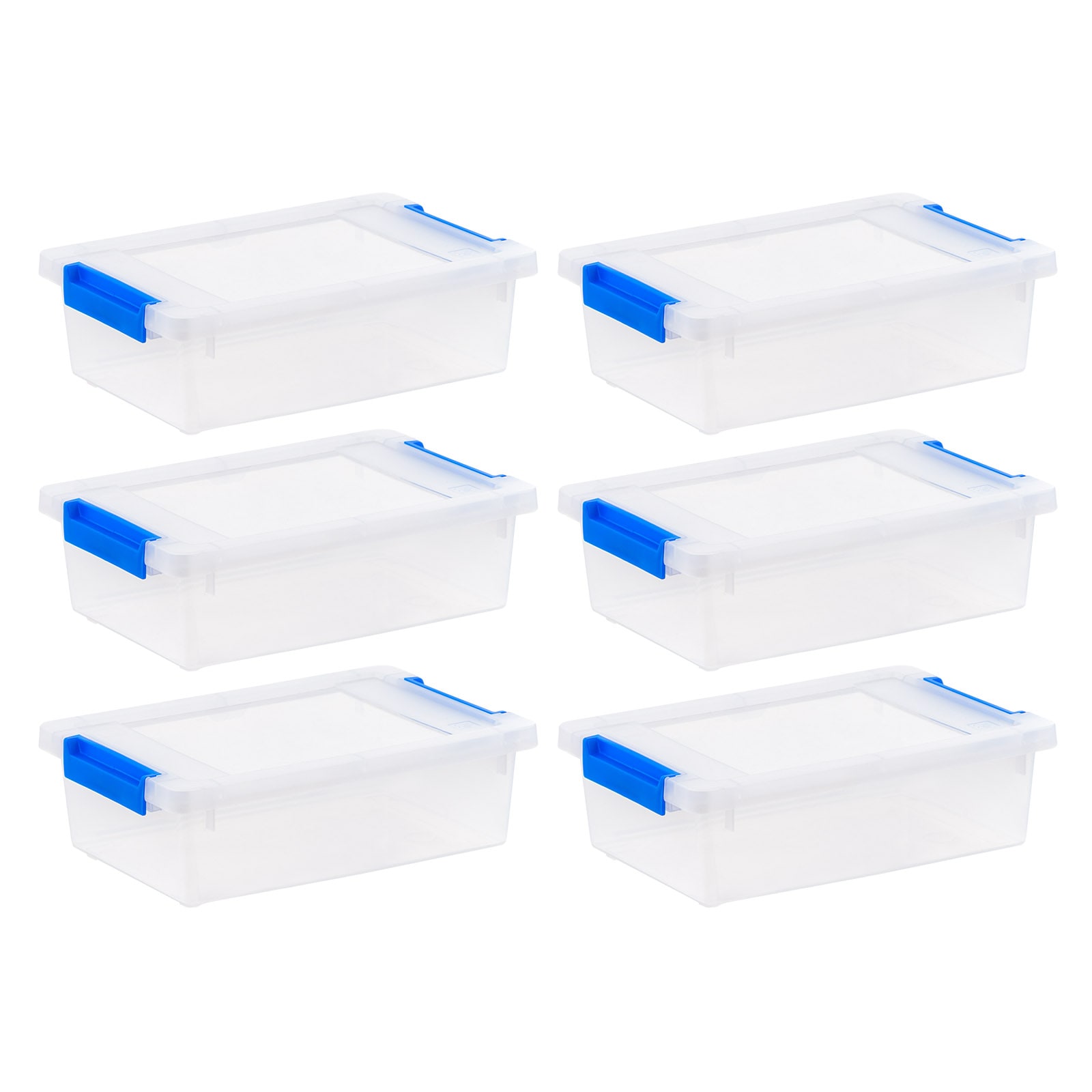 IRIS 500361 6 -Pack Medium 0.6 -Gallons ( 2.4 -Quarts ) Blue Weatherproof Stackable Tote with Latching Lid