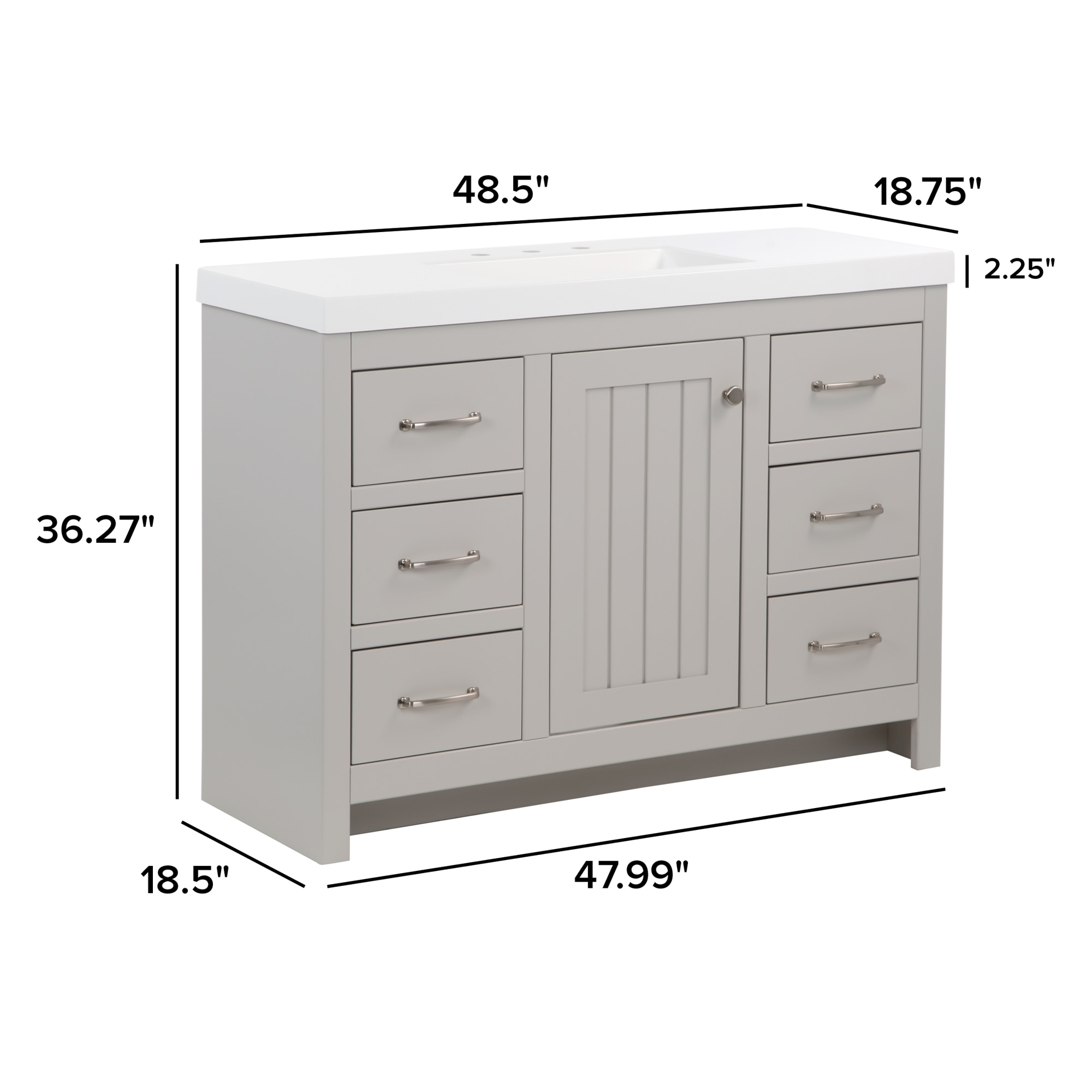 Diamond NOW Tipton 48-in Light Gray Single Sink Bathroom Vanity with ...