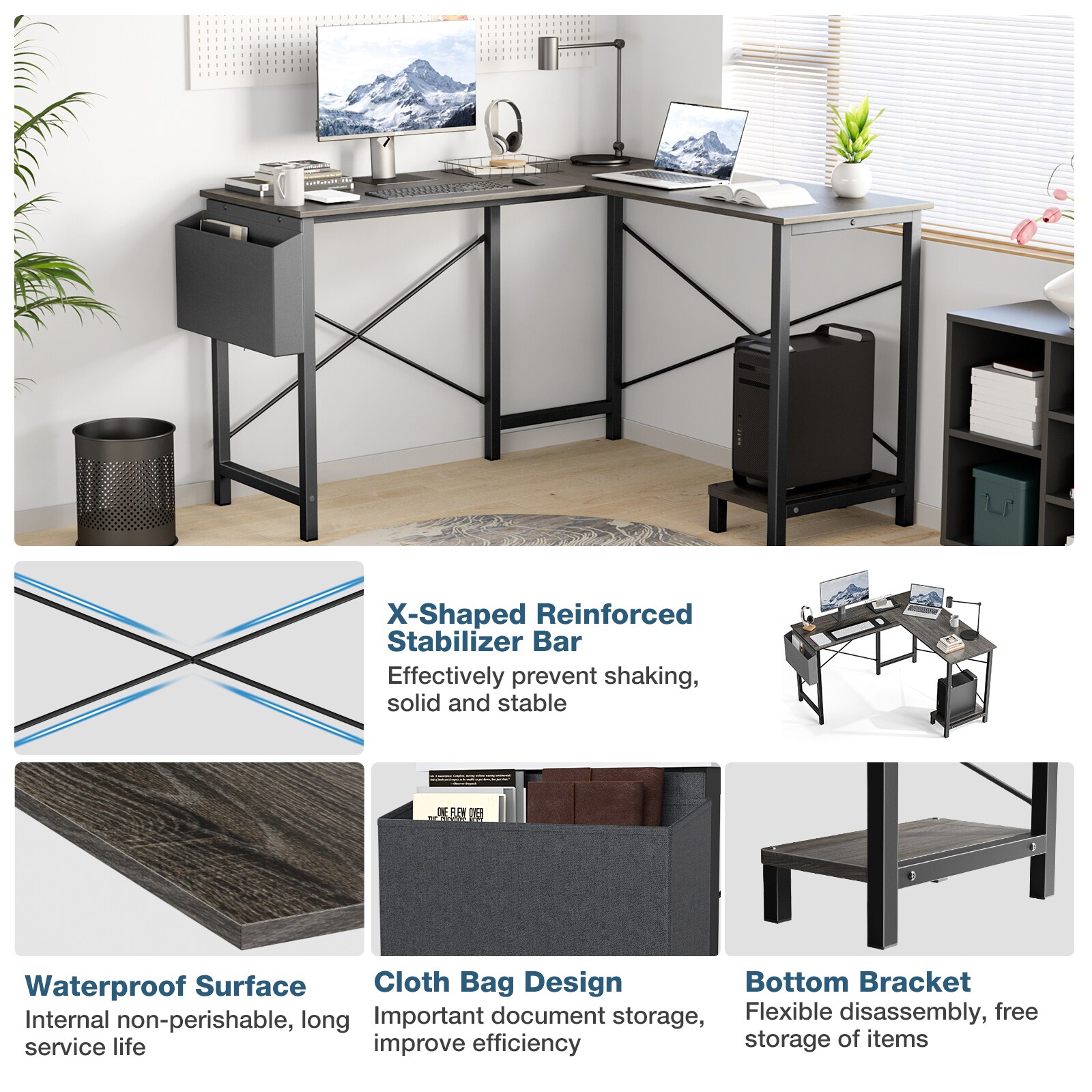 Sweetcrispy L-D-L02-49IN-GYWOOD desks - View #4