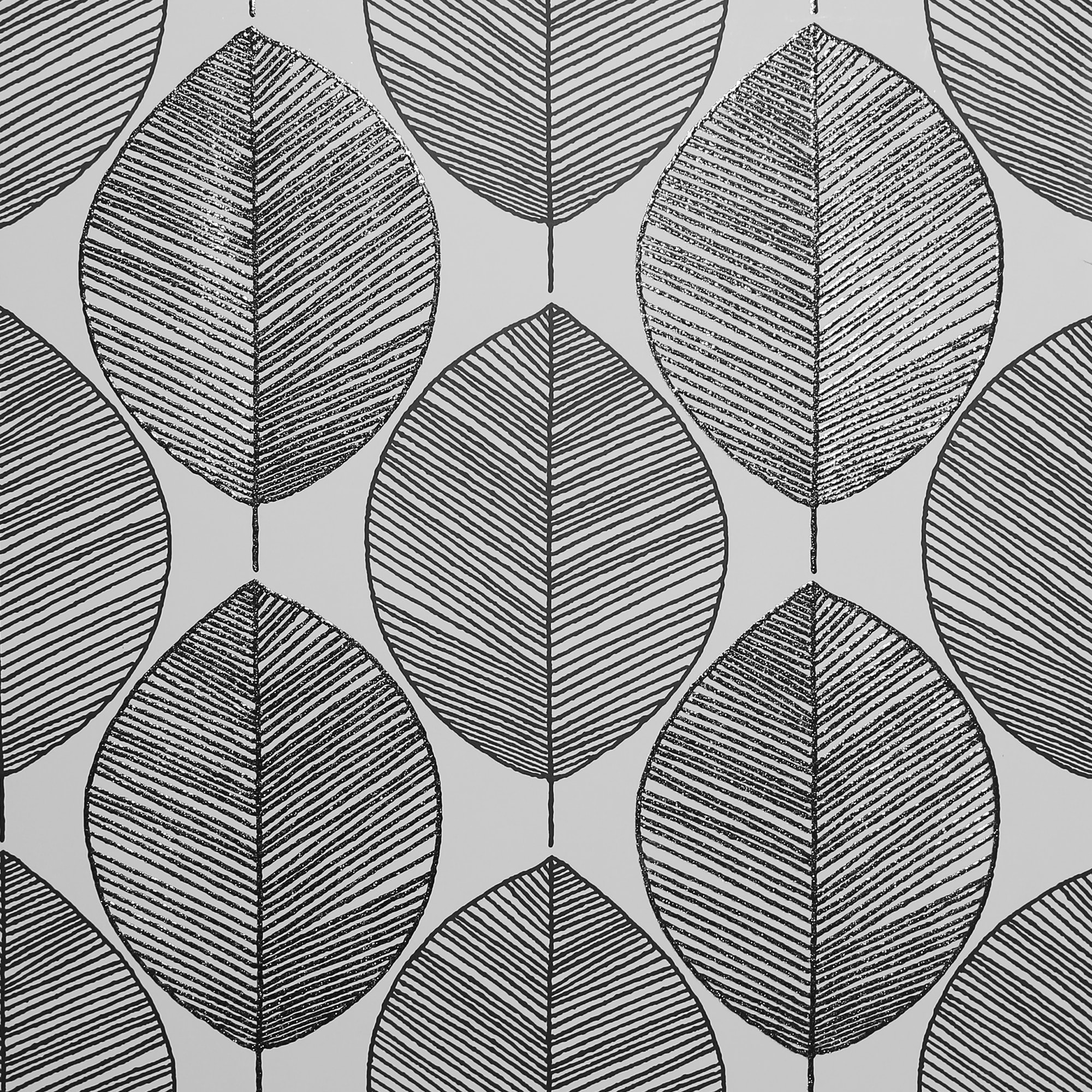SS2575 l Black  White Jungle Leaves Wallpaper