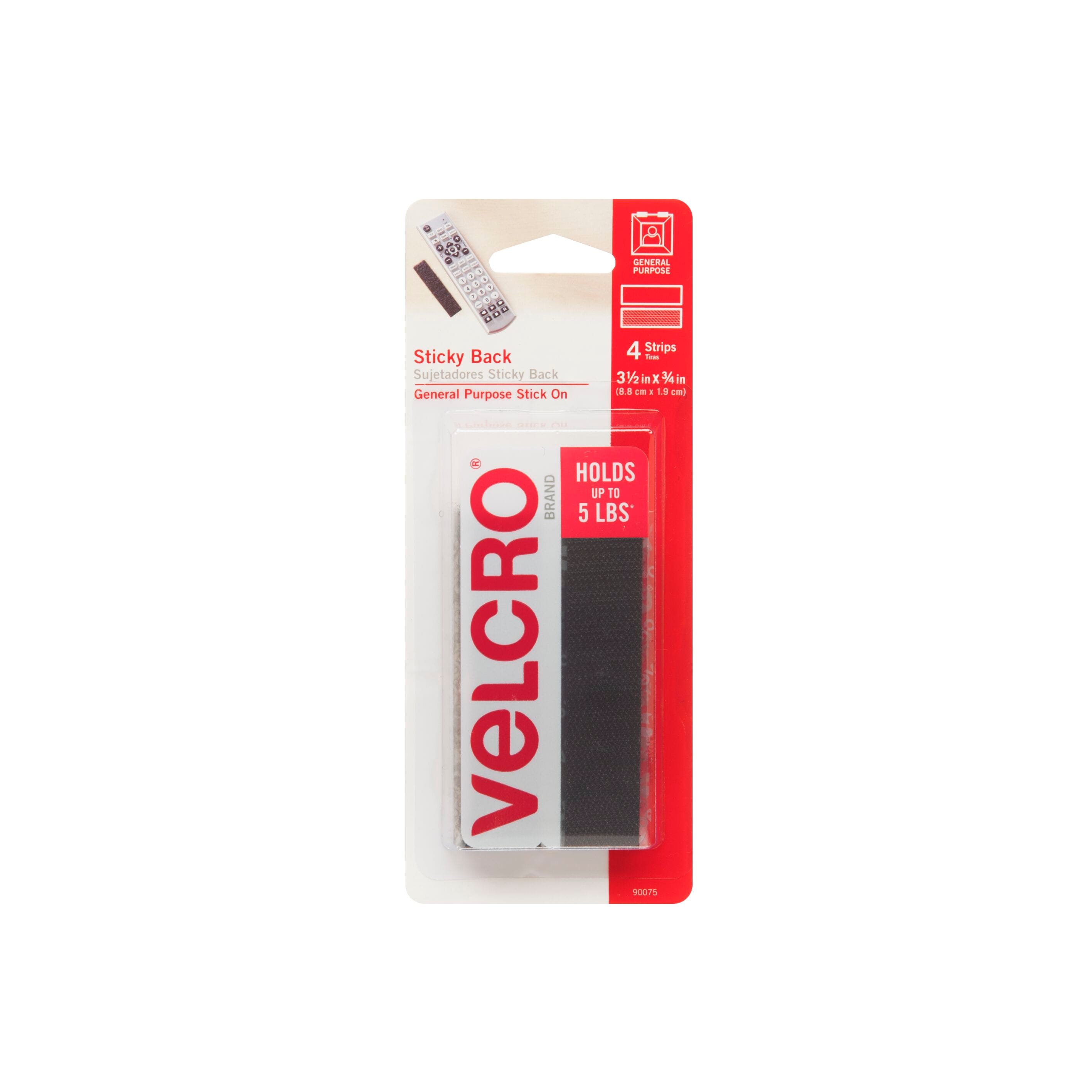 VELCRO Brand Sticky Back 3 1/2in x 3/4in Strips Black 3.5-in Hook and Loop  Fastener (4-Pack) in the Specialty Fasteners & Fastener Kits department at