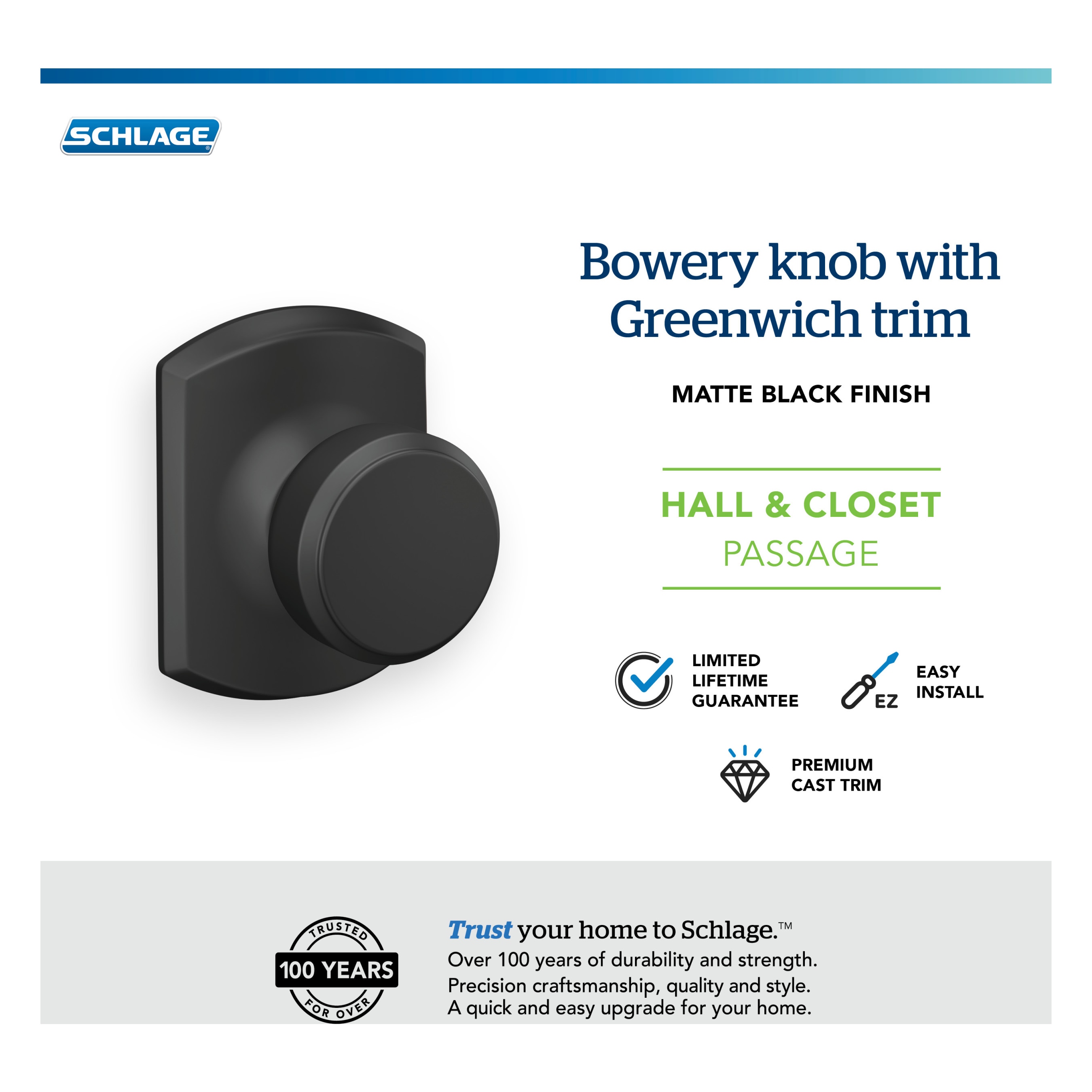 Schlage F10 BWE 622 GRW Door-Knobs - View #6