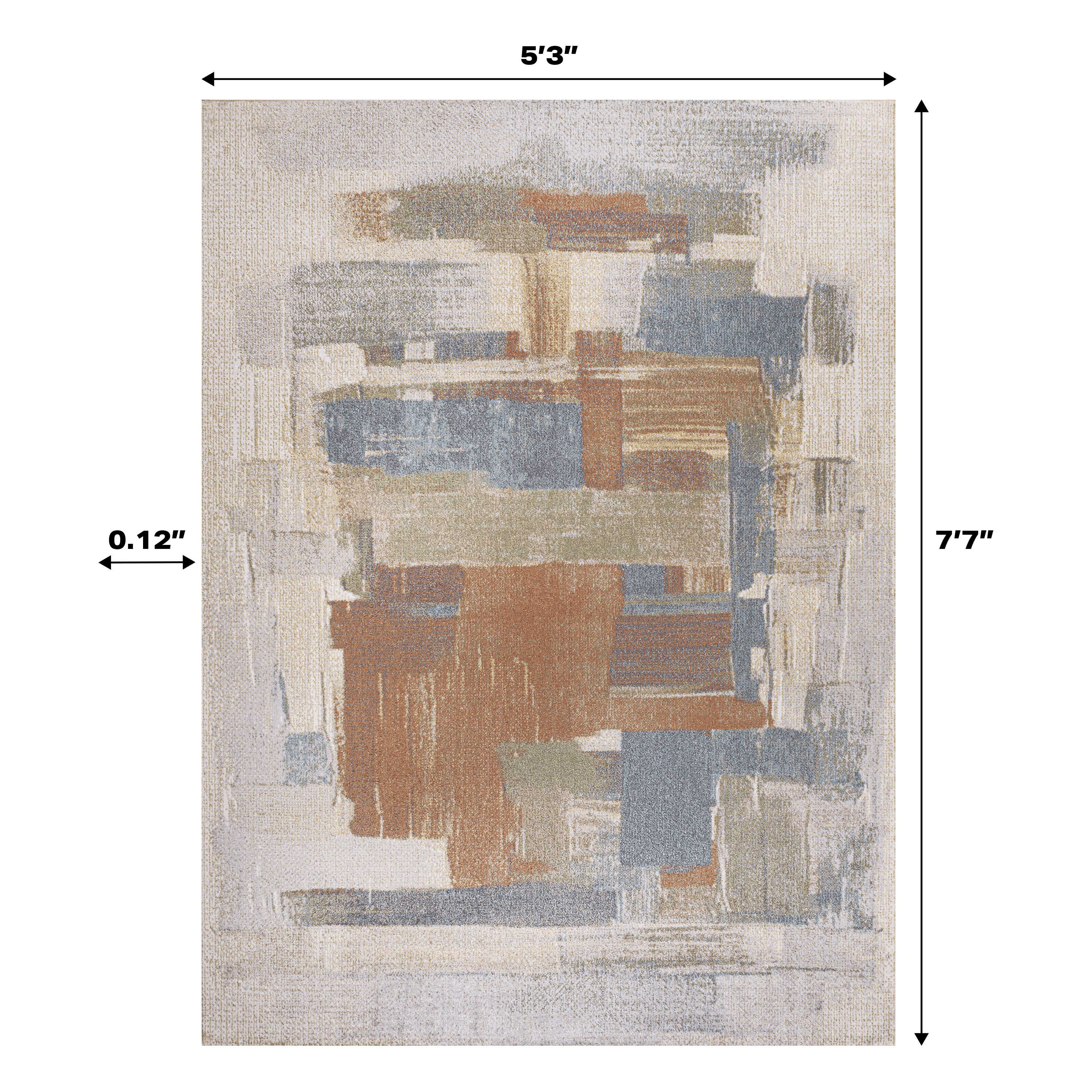 Blue Abstract Washable Synthetic 8' x 10' Area Rug