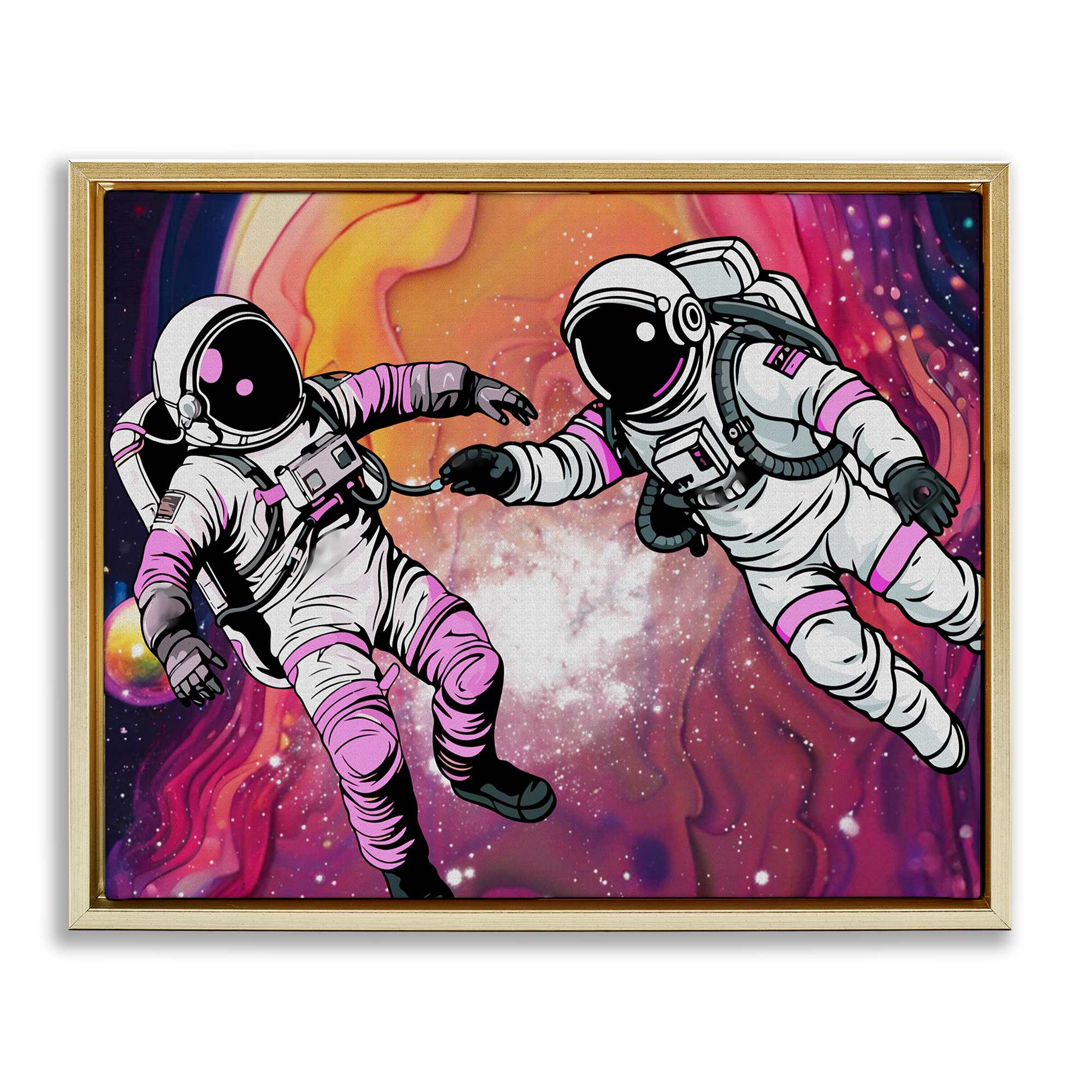 Stupell Industries BS-067-FFG-16X20 Swirling Cosmic Space Astronauts Floating Frame design by Jesse Keith