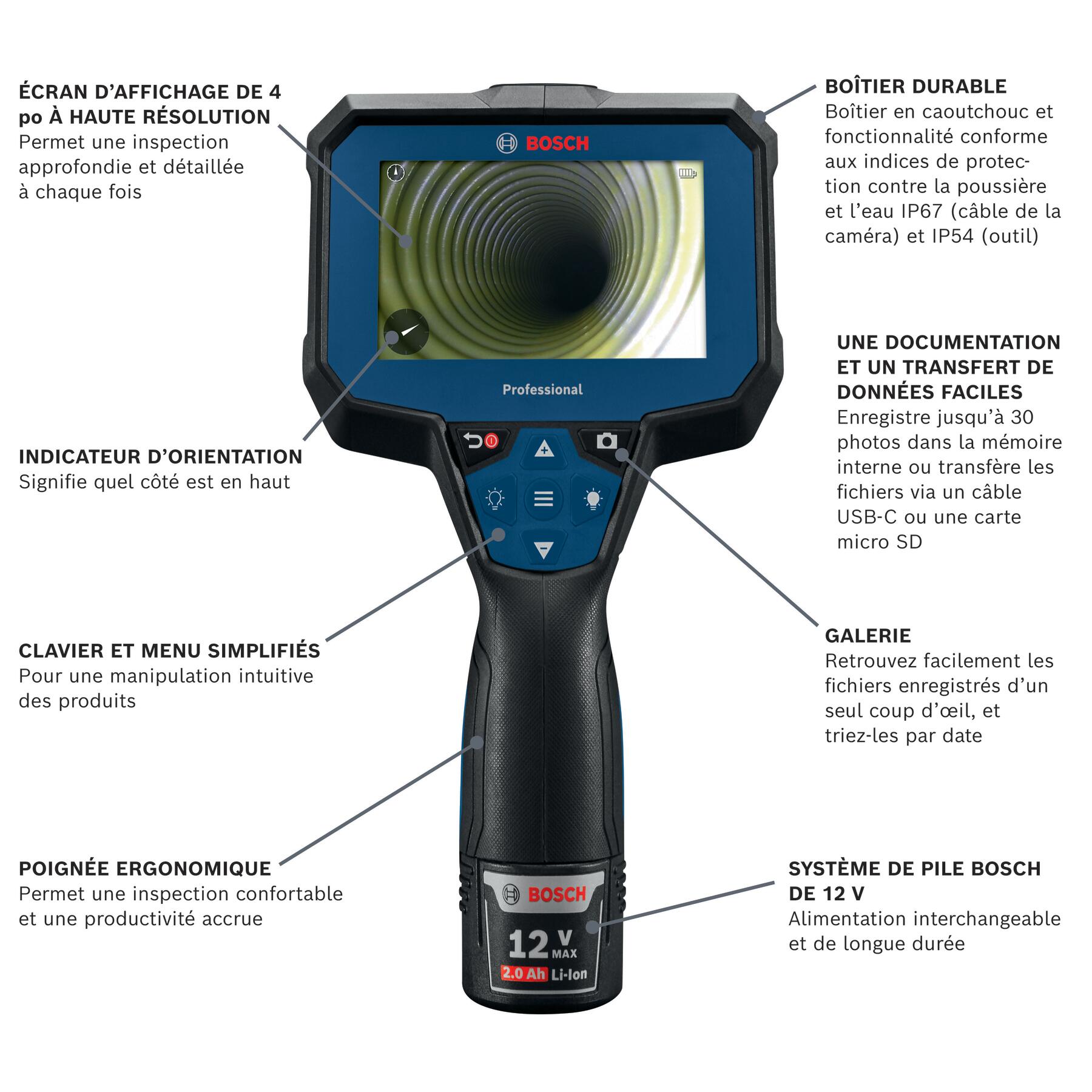 Bosch 12V Max Connected 5 Foot Handheld Inspection Camera GIC4-23C Sansujyuku sansujyuku.com