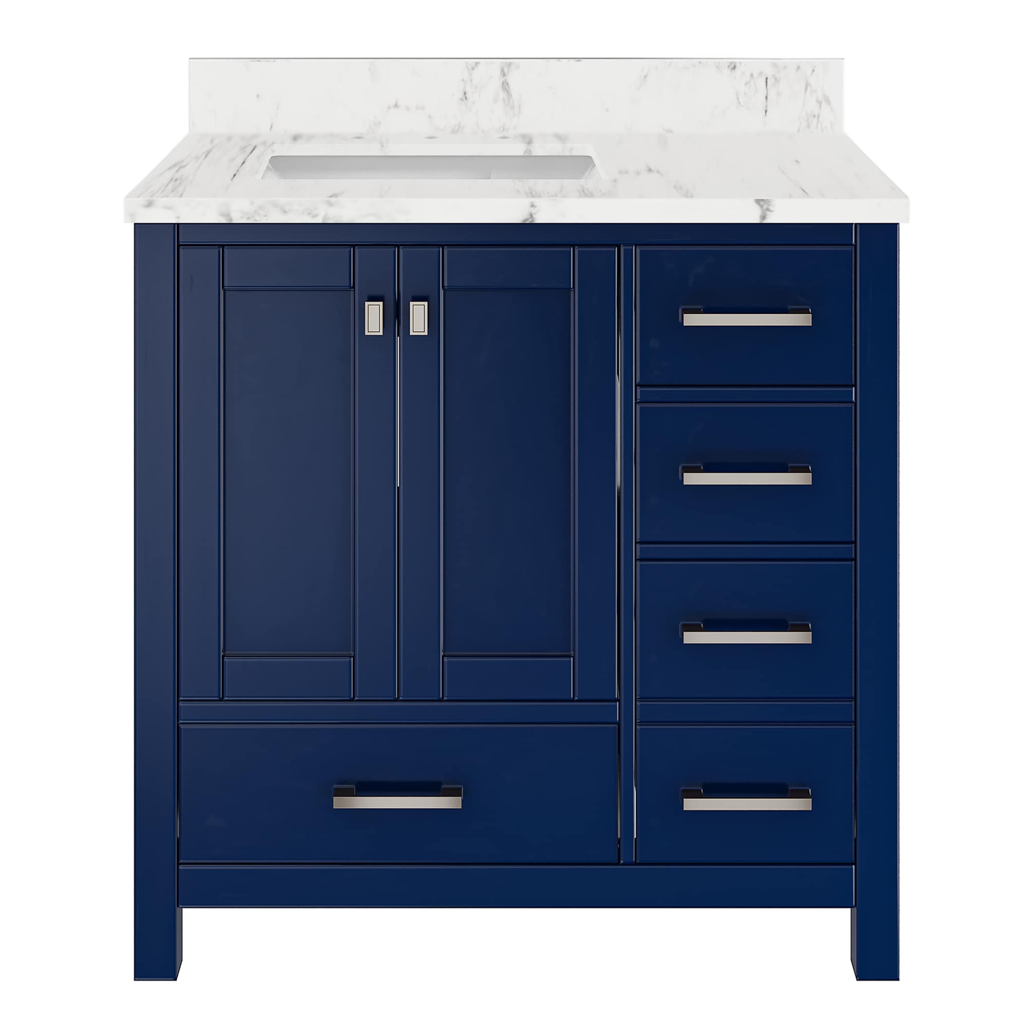 CASAINC JMJ-BCB2040-GMG 36-in dark blue Undermount Single sink Bathroom Vanity with Carrara White Natural marble Top