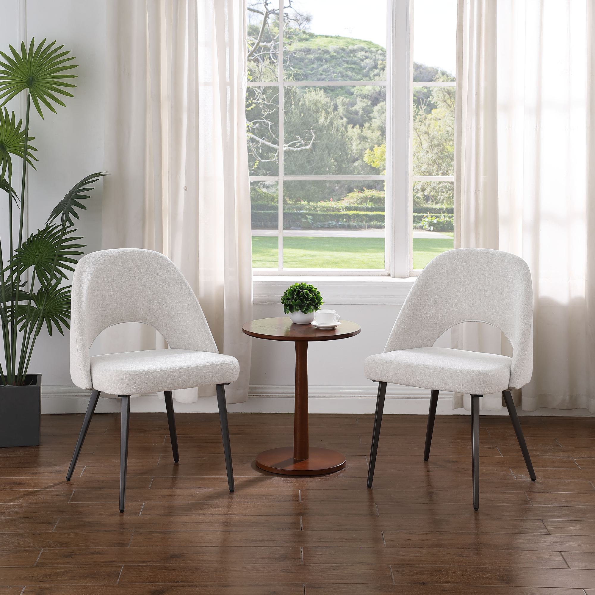FARATI D2004DC-BEIGE Contemporary/Modern Boucle Dining Side Chair (Metal Frame)