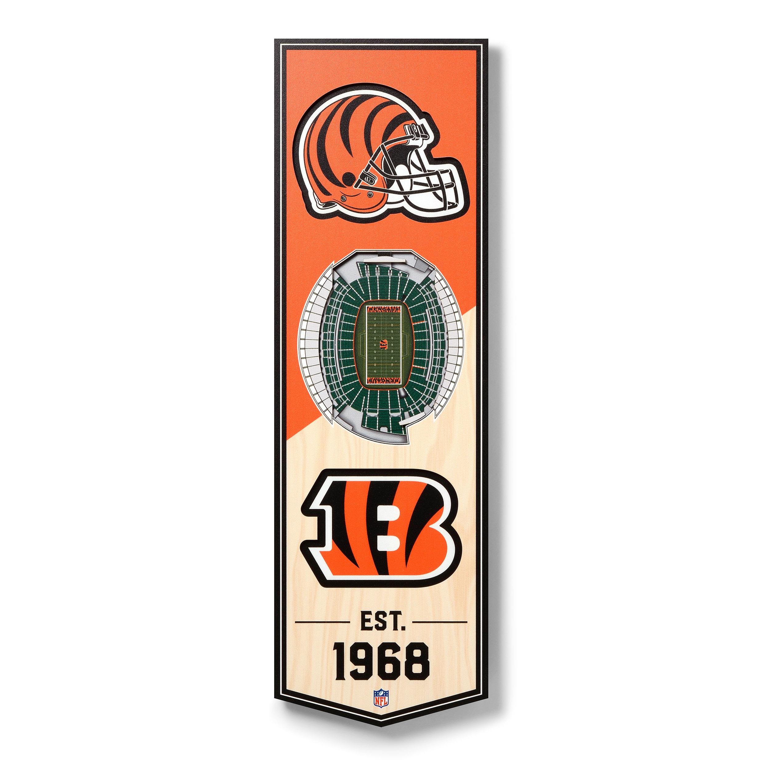 StadiumViews Cincinnati Bengals Youthefan Team Colors Floater Frame 19-in H  x 6-in W Sports 3D Art in the Wall Art department at