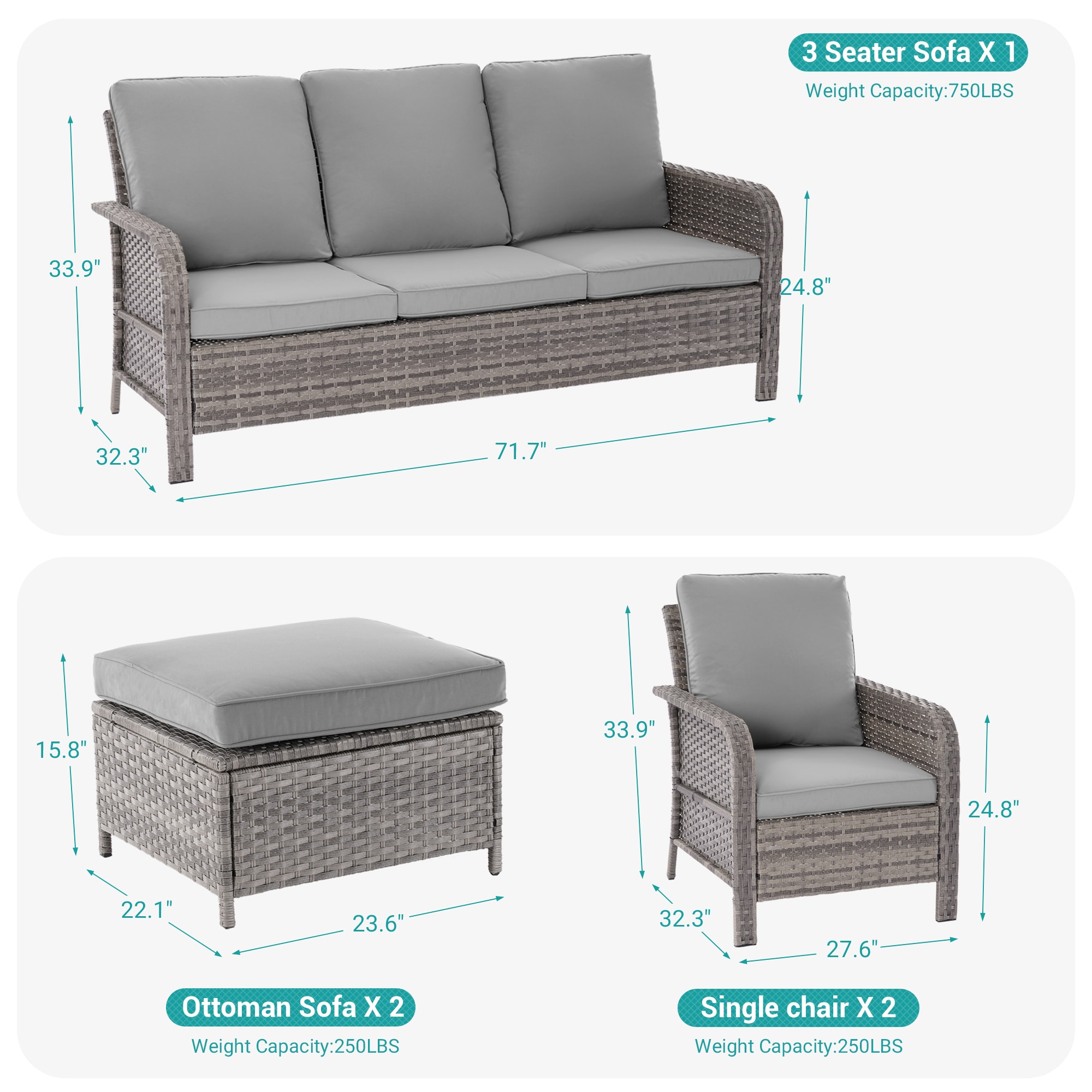 ACEGOSES LW-PS-155HGY Patio-Conversation-Sets - View #3