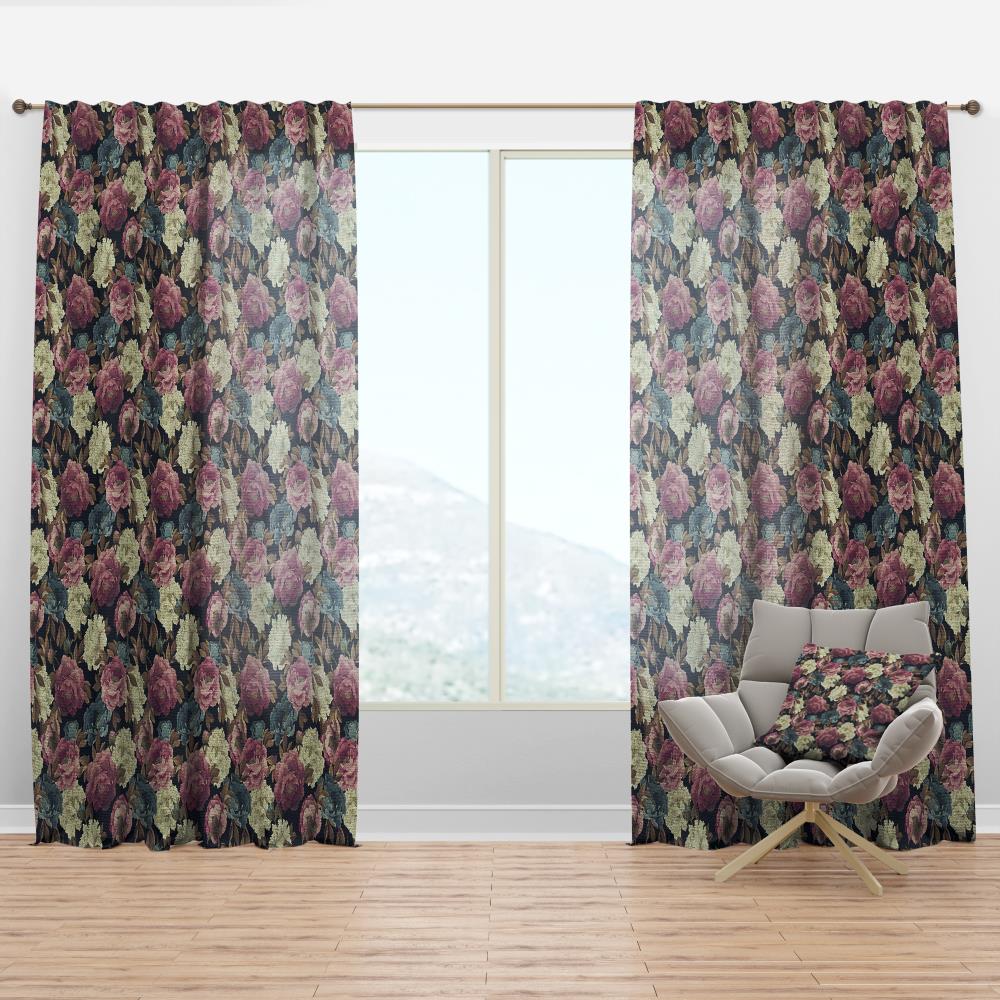 Designart CTN19281-52-108 108-Inches Blue Floral Room darkening Thermal lined Rod pocket Single curtain panel
