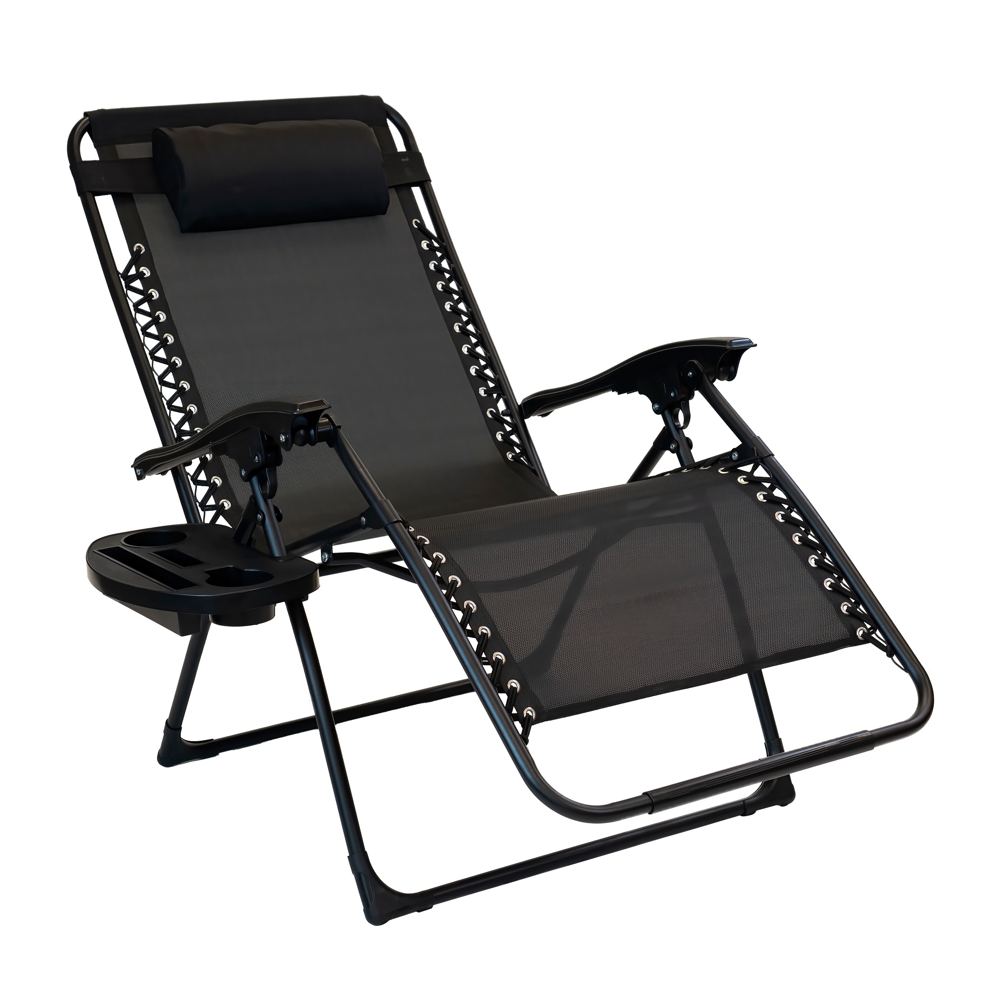 Patio Premier 2L3073OVR1P Sun-Ray Black Steel Frame Stationary Zero Gravity Chair with Black Woven Seat