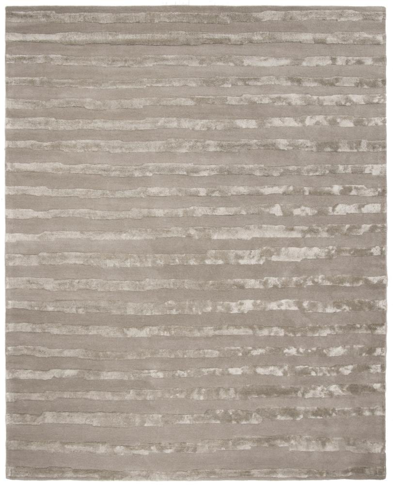 Gray Tufted Handmade Wool and Viscose Area Rug, 5' x 8'