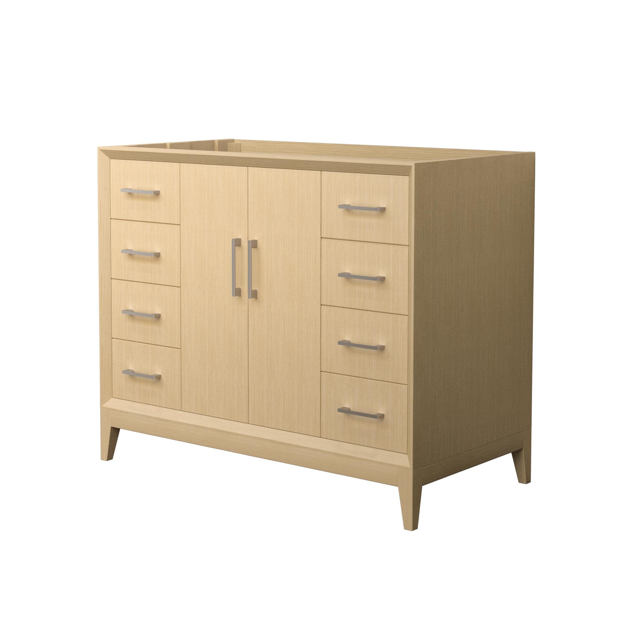 Wyndham Collection WCH757542SHOCXSXXMXX Janna 42-in White Oak with Brushed Nickel Trim Bathroom Vanity Base Cabinet without Top