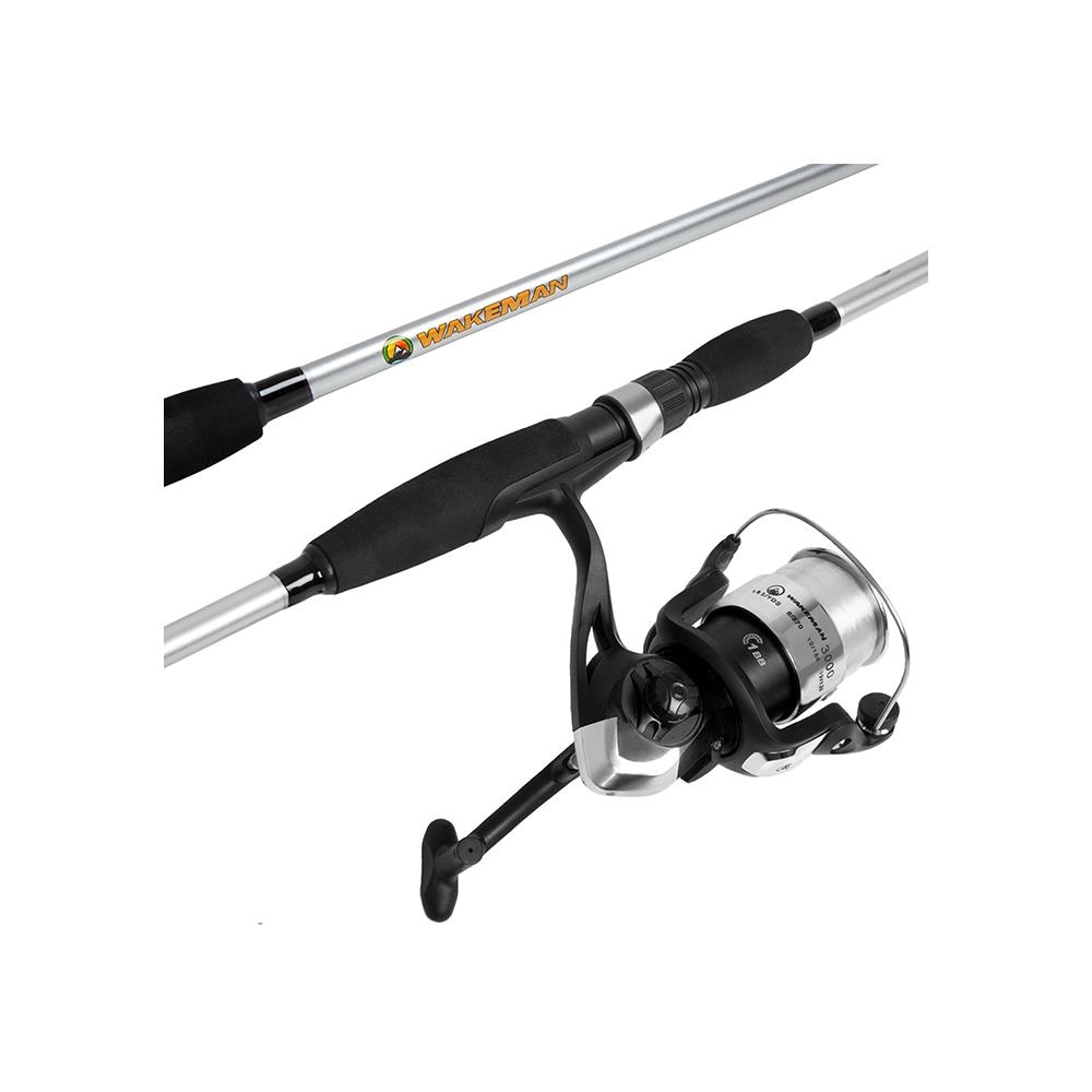 Wakeman Wakeman 80-FSH3000 Spincast Fishing Gear Rod and Reel Combo for  Bass-Trout Fishing, Silver at