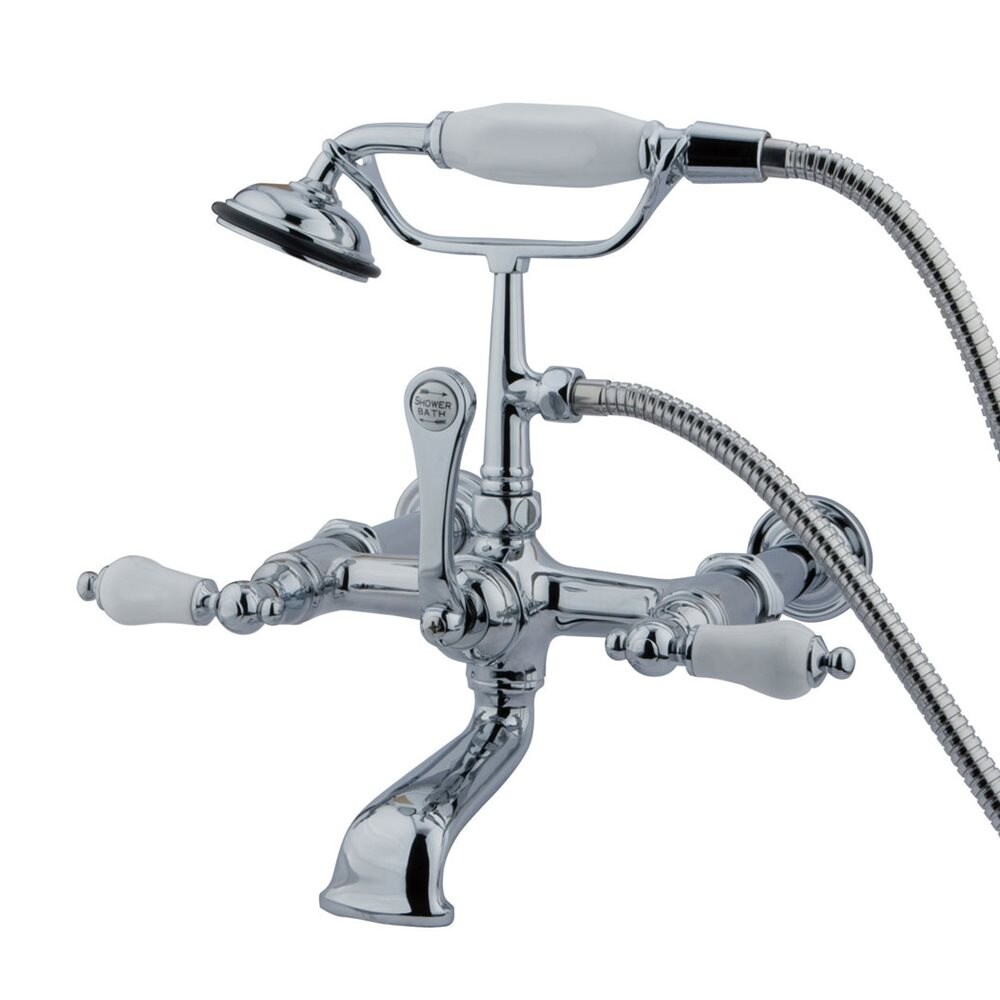 Hot Springs Chrome 3-handle Wall-mount Low-arc Bathtub Faucet with Hand Shower (Valve Included) | - Elements of Design DT5421PL