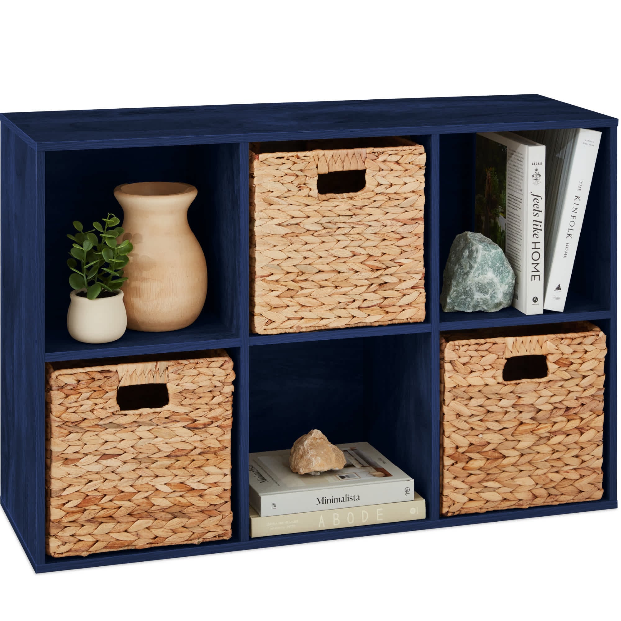 Best Choice Products SKY8735 6-Cube Bookshelf 135in Display Storage System Organizer w/ Removable Back Panels - Navy